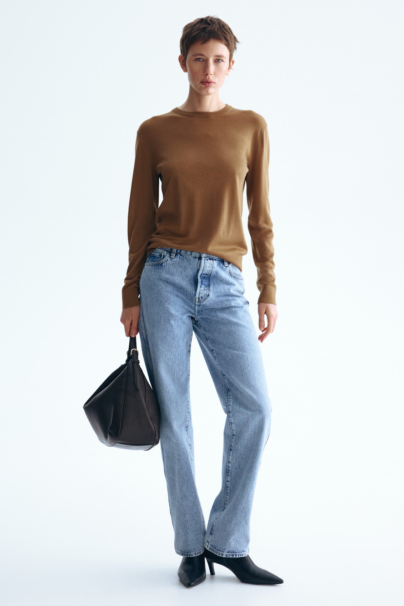 Светр із мериносової вовни - Коричневий/Темно-коричневий/Чорний/Блакитний - 3