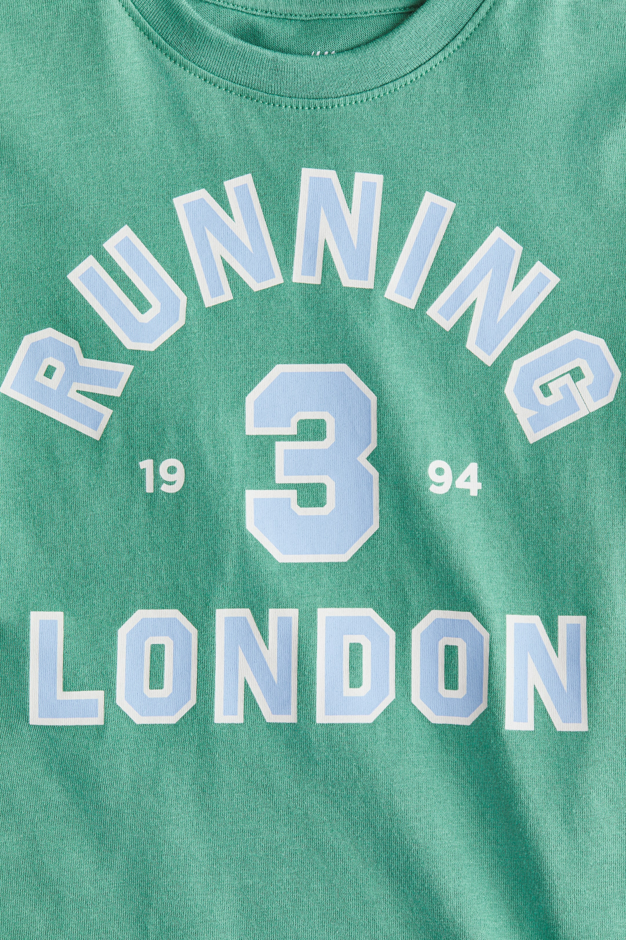 View larger image: Printed cotton T-shirt - Green/Running - Kids | H&M MY 2