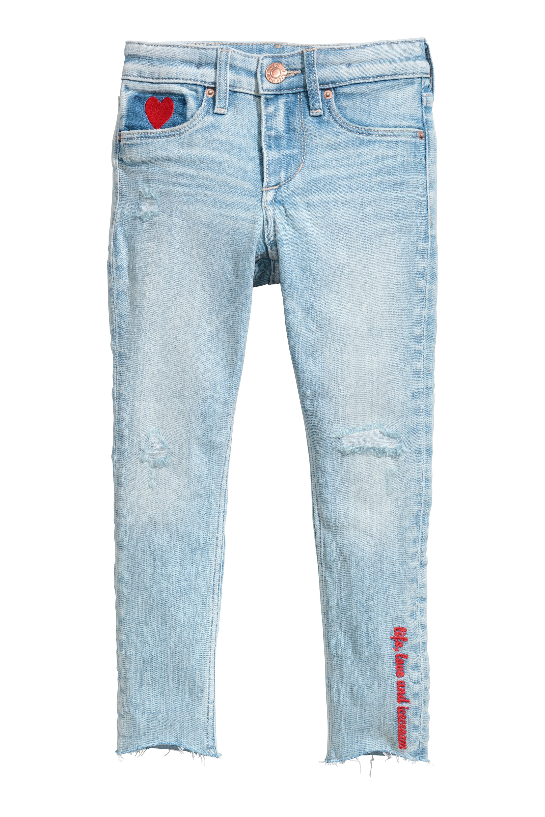 View larger image: Superstretch Skinny Fit Jeans - Light denim blue/Heart - Kids | H&M GB 1