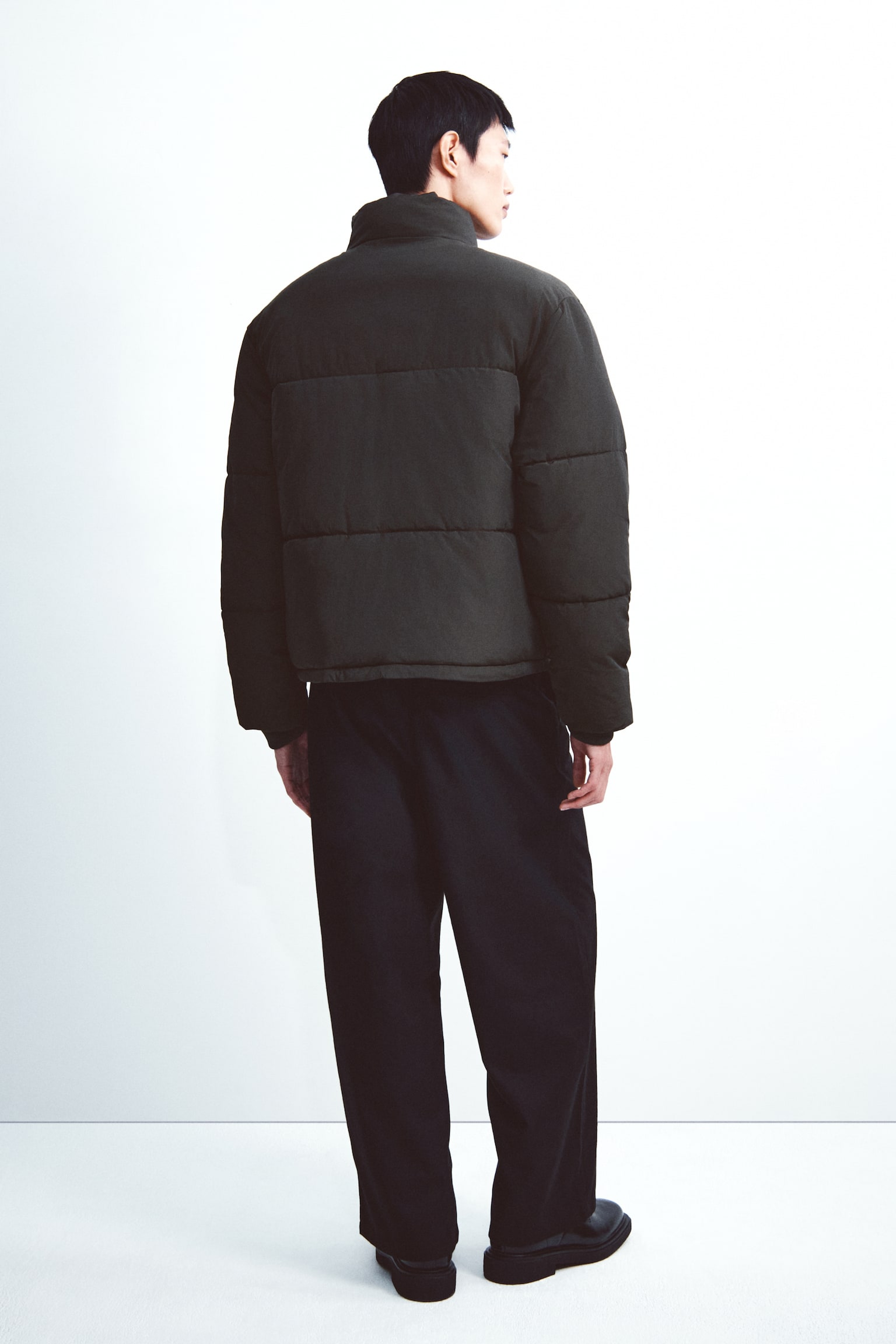 ナイロンパファージャケット - ダークブラウン/カーキグリーン - 4