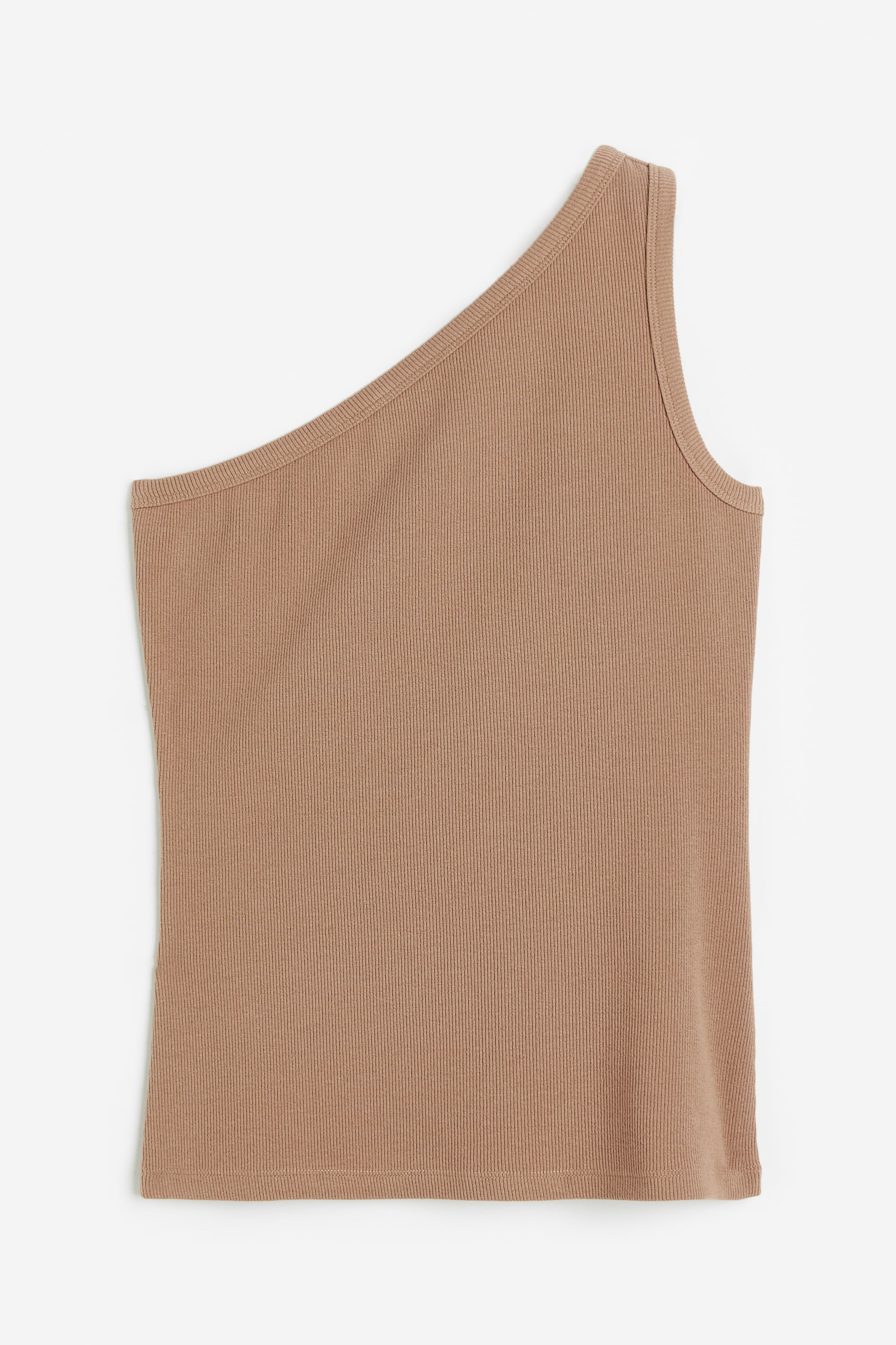 Ribbed One Shoulder Top Dark Beige Ladies Handm Gb