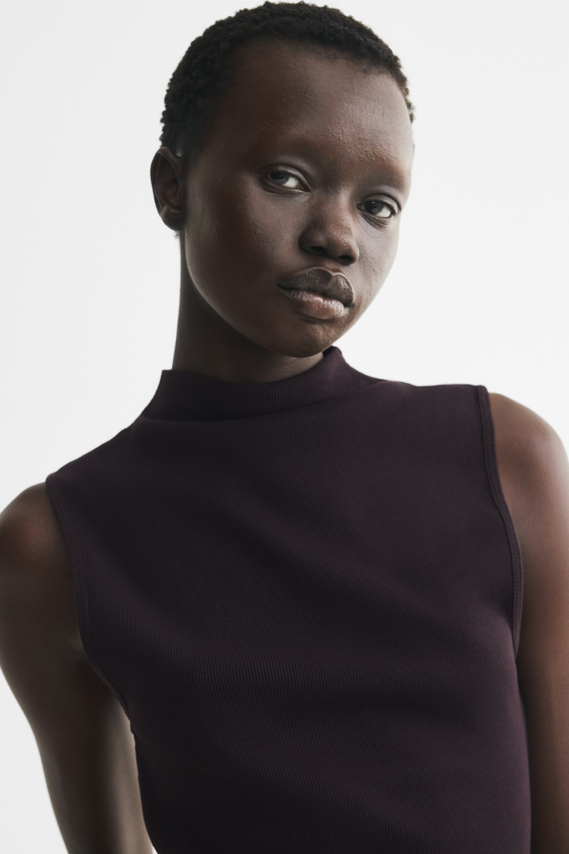Silk-Blend Mock Turtleneck Top