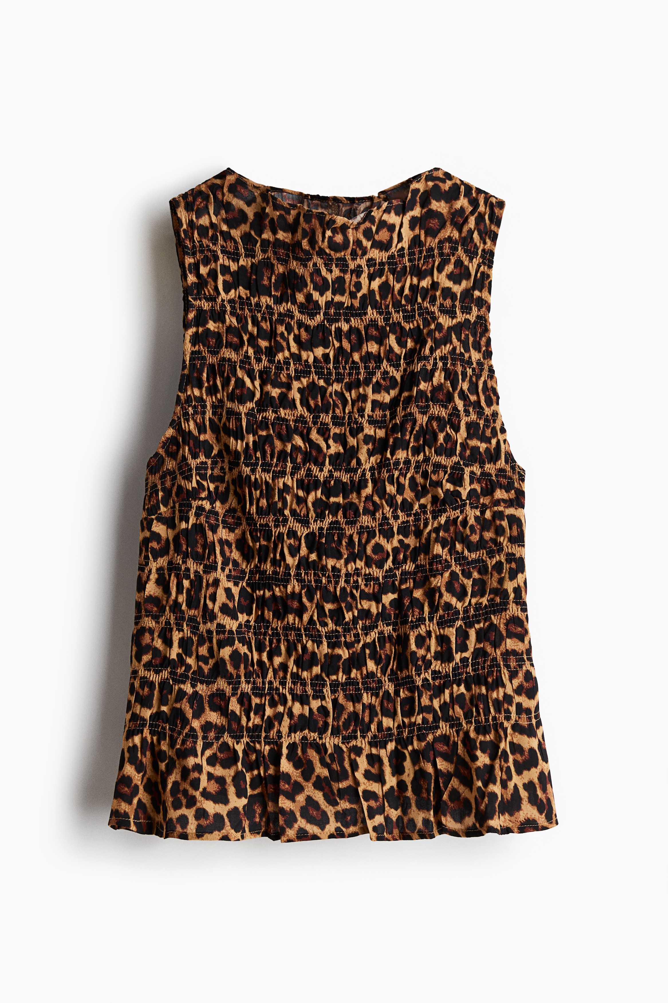 Büzgülü Kolsuz Üst - Bej/Leopar desenli/Açık bej/Zebra desenli/Açık bej/Desenli/Bordo/Şal desenli