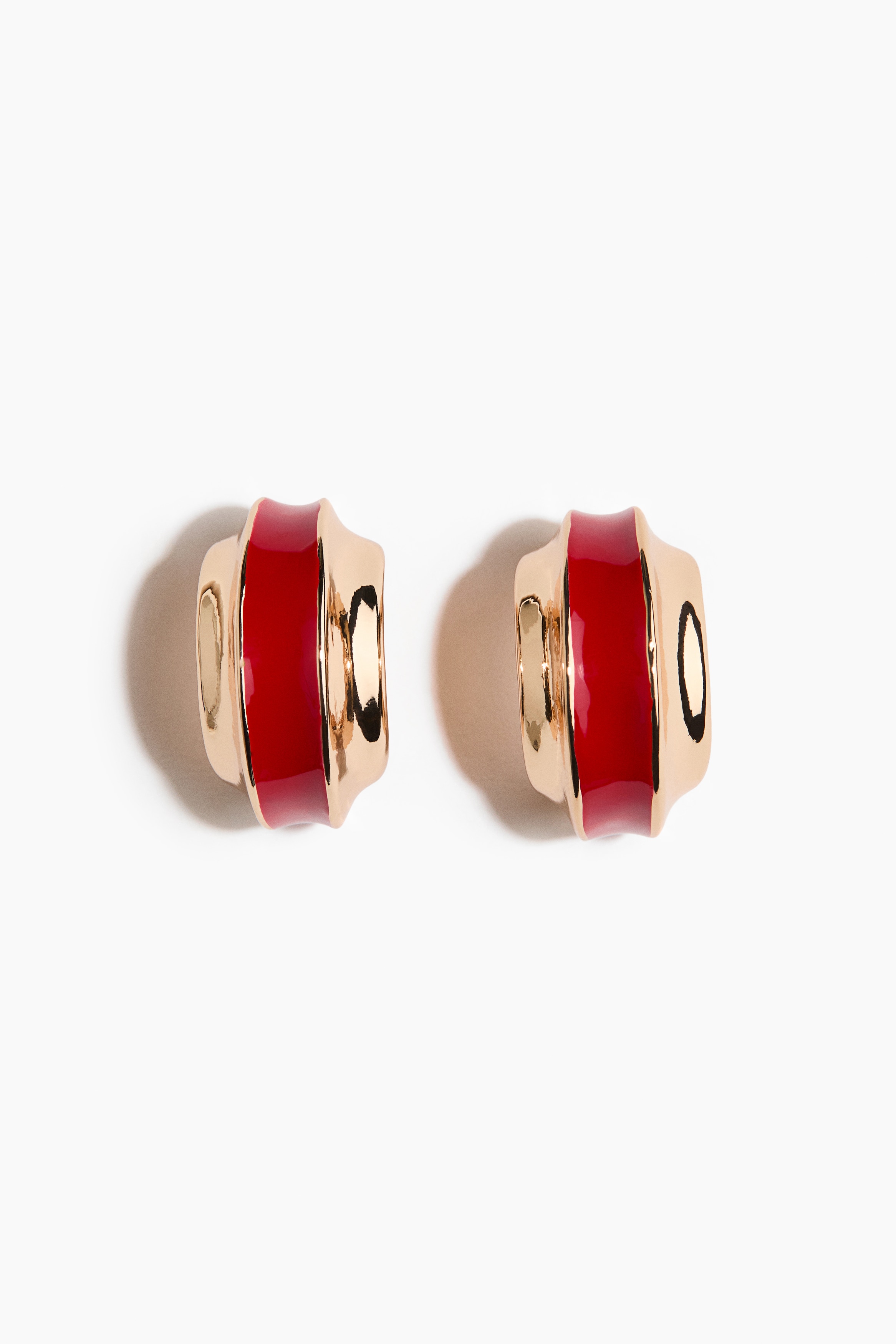 Hoop earrings - Red/Gold-coloured