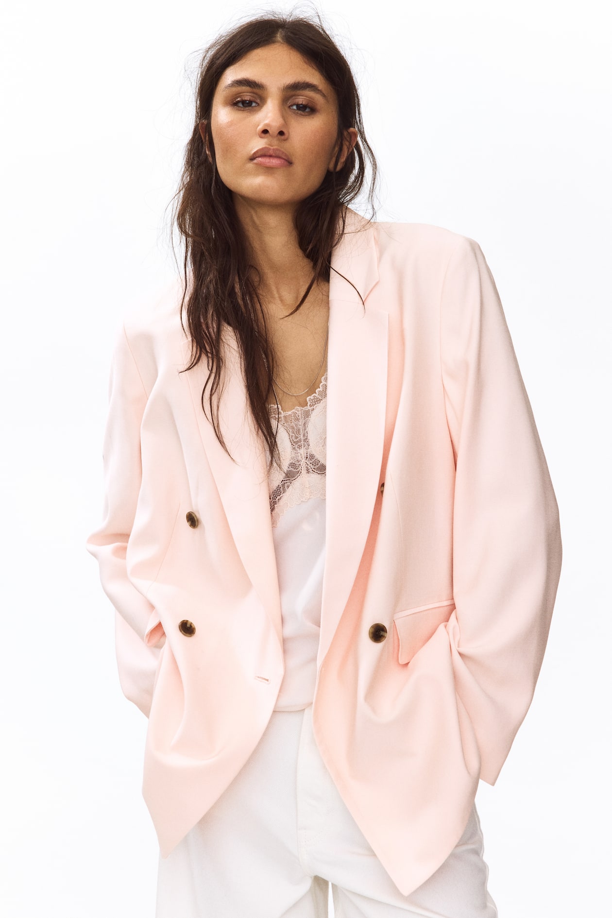 ダブルブレストブレザー - ライトピンク - レディース | H&M JP