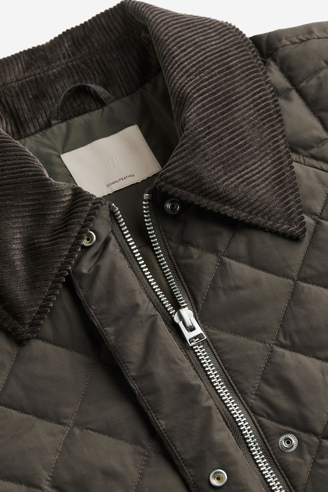 Quilted down coat - Dark green - 3