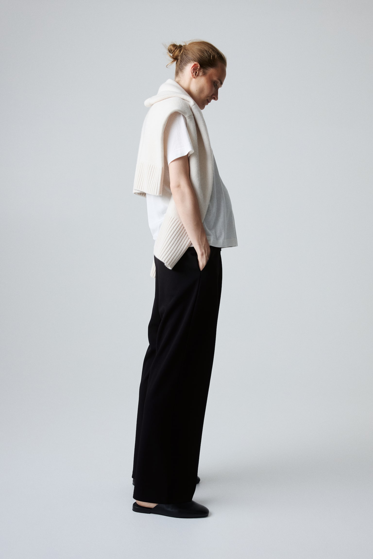 Женские брюки H&M Mama Wide-Leg, цвет: Чёрный — фото 4