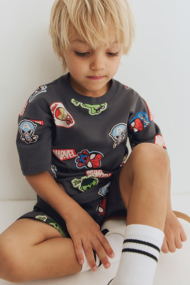 2-piece printed set - Dark grey/Marvel Comics/Black/Pokémon/Green/Minecraft/Dark turquoise/Spidey/White/Jurassic World/Red/Mickey Mouse/Dark red/Marvel Comics/White/Minecraft - 4