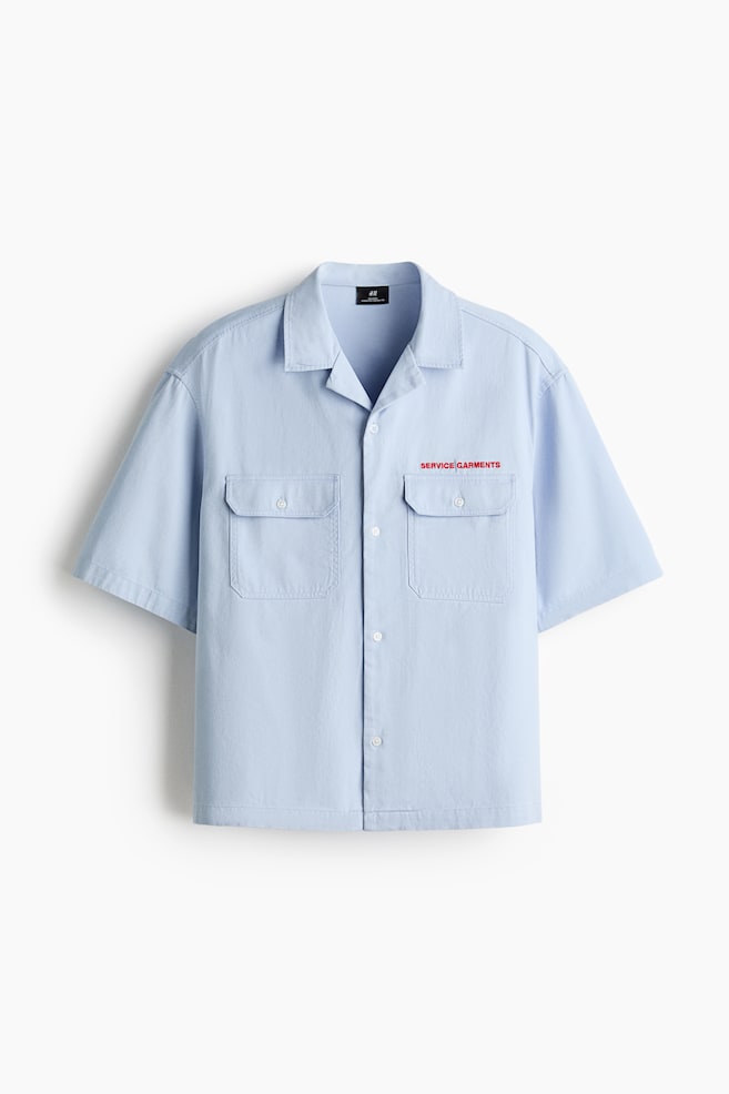 Relaxed Fit Short-sleeved utility shirt - Light blue/Service garments/White/Moto Garage/Dark grey/Service garments - 1