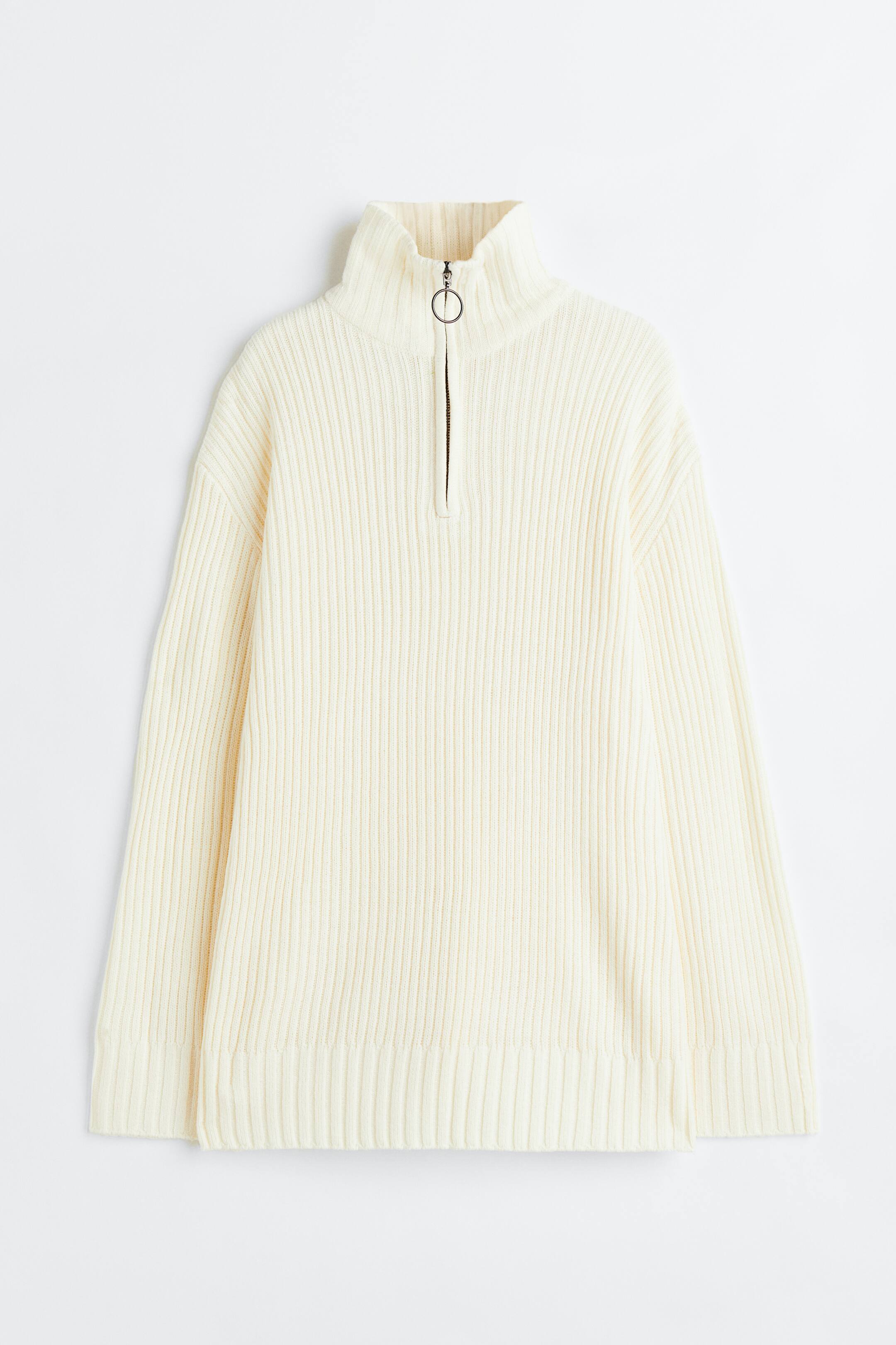 查看大圖: 拉鍊羅紋針織套衫 - 奶油色 - Ladies | H&M 1