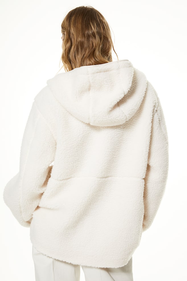 Hooded teddy jacket - White - 3