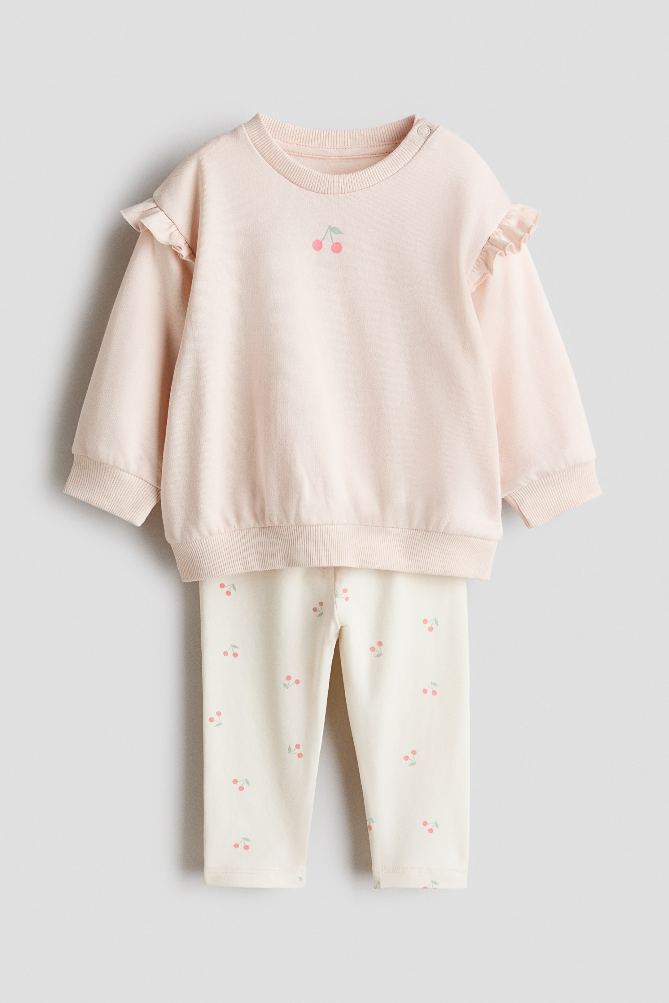 查看大圖: 運動衫配內搭褲2件組套裝 - 淺粉紅色/櫻桃 - Kids | H&M 1