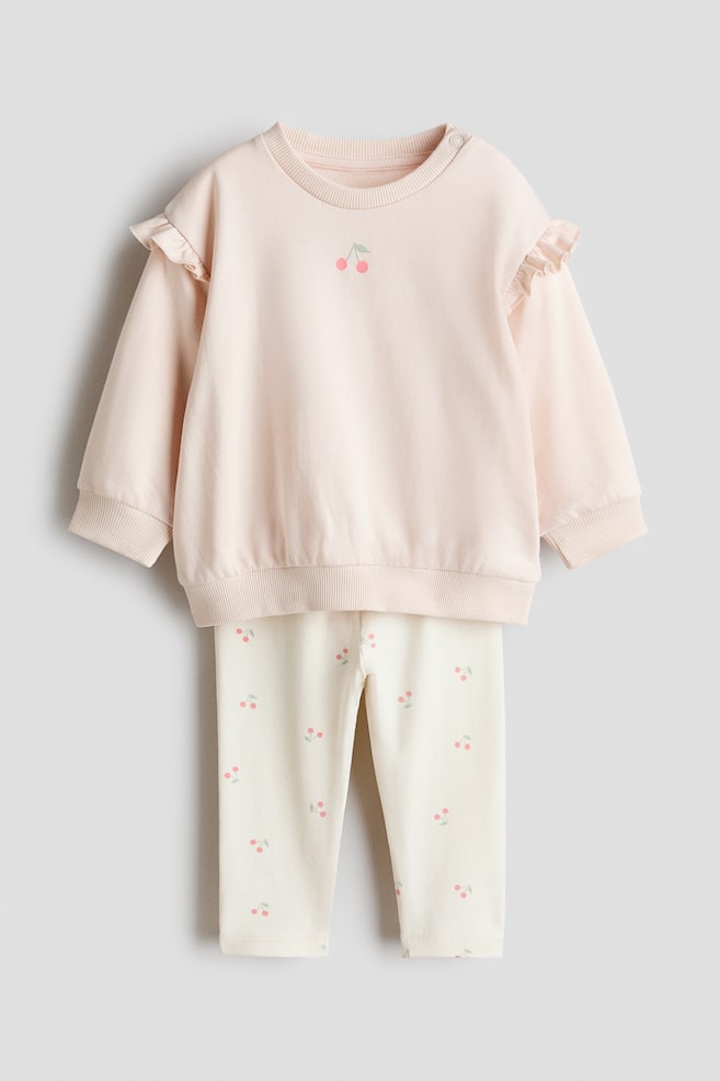 Set 2 pezzi felpa e leggings - Rosa chiaro/ciliegie/Beige chiaro/orsi/Beige chiaro/orso/Cream/Mouse/Blu polvere/Hello Friend/Viola chiaro/cuori - 1