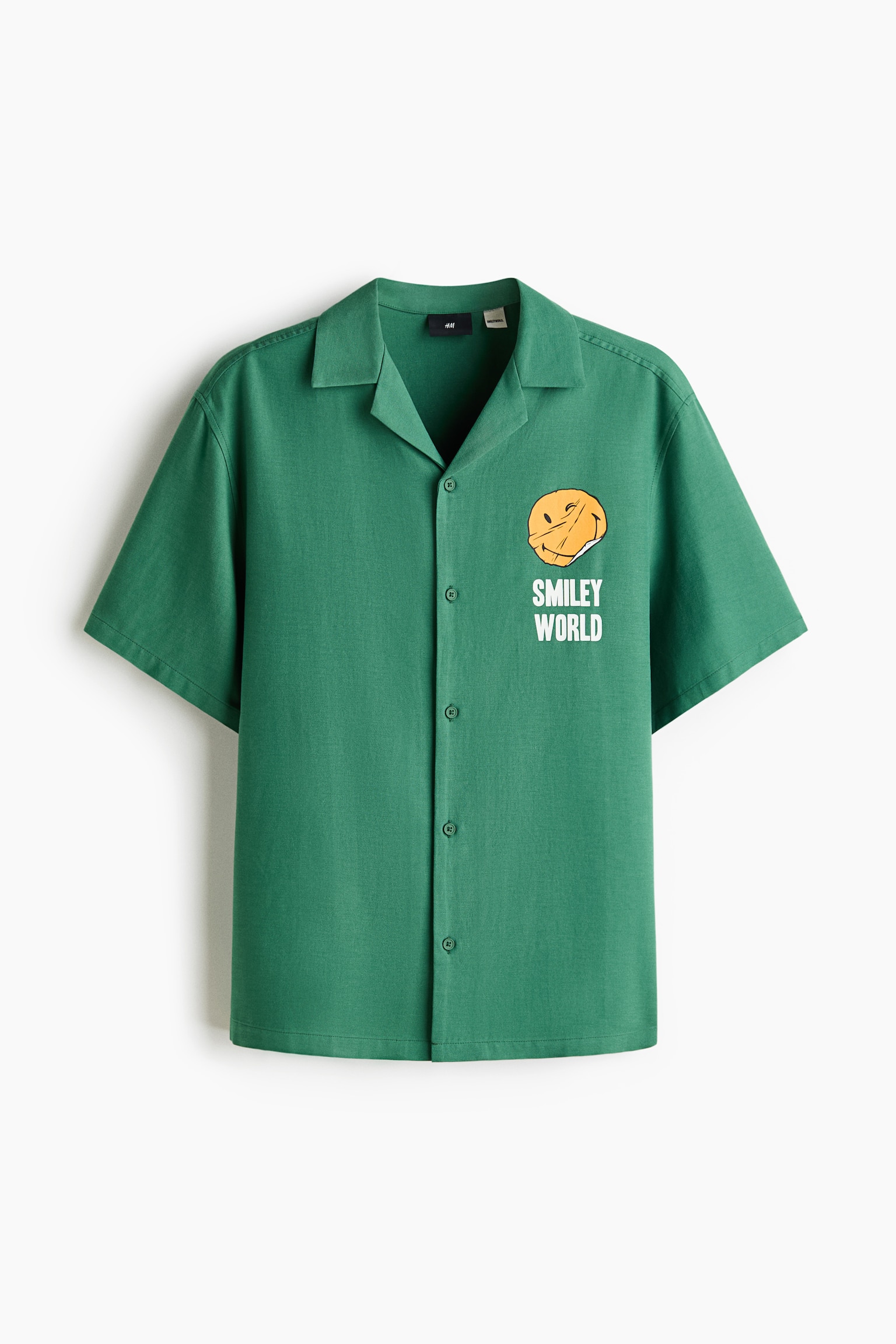 ルーズフィット プリントリゾートシャツ - グリーン／SmileyWorld®/ブラック／Smiley World®/クリーム／SmileyWorld® - 1