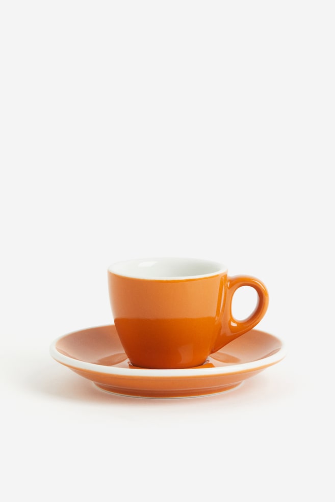 Filiżanka do espresso i spodek - Pomarańczowy/Czarny - 1