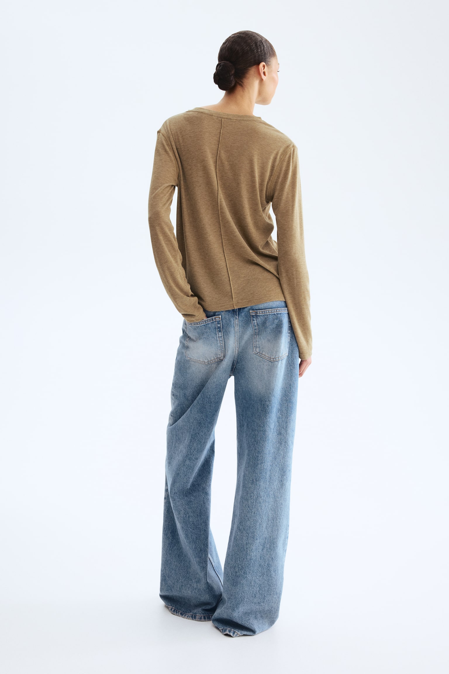 Long-sleeved top - Beige chiné/Marron/Gris foncé chiné - 5