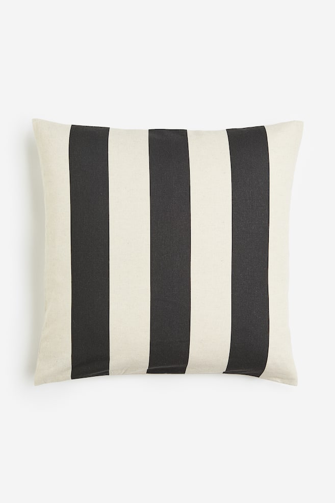 Striped linen-blend cushion cover - Dark grey/White/Bright blue/White/Dark orange/White - 1