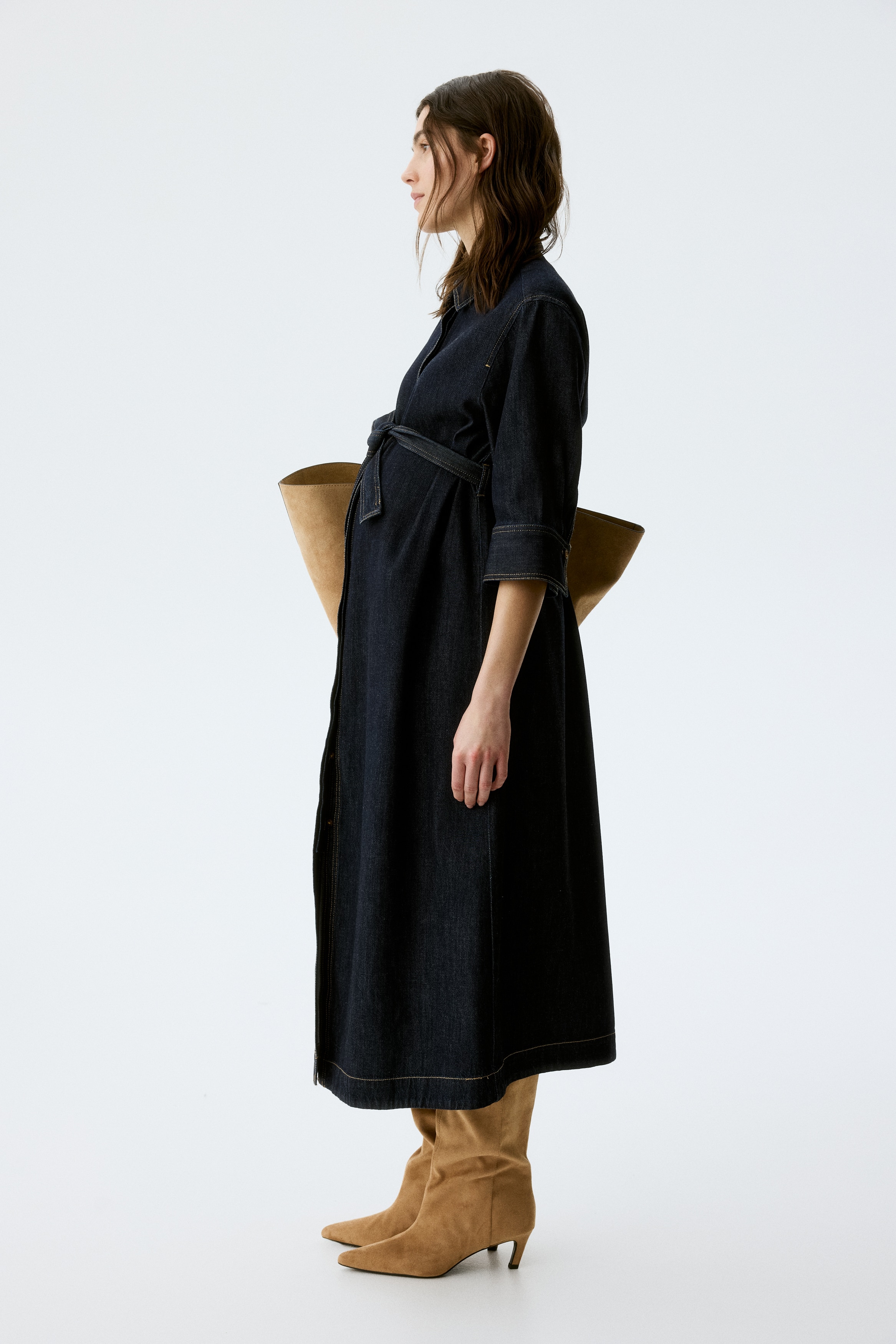 H&M MAMA - Dark Denim Blue Denim shirt dress - Size: XL H&M MAMA - Dark Denim Blue Denim shirt dress - Size: XL