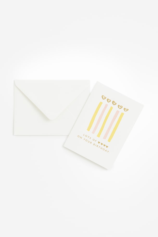 Kartka okolicznościowa z kopertą - Żółty/Happy Birthday/Jasnoróżowy/Tort urodzinowy/Jasnoniebieski/Ośmiornica/Biały/Serce - 1
