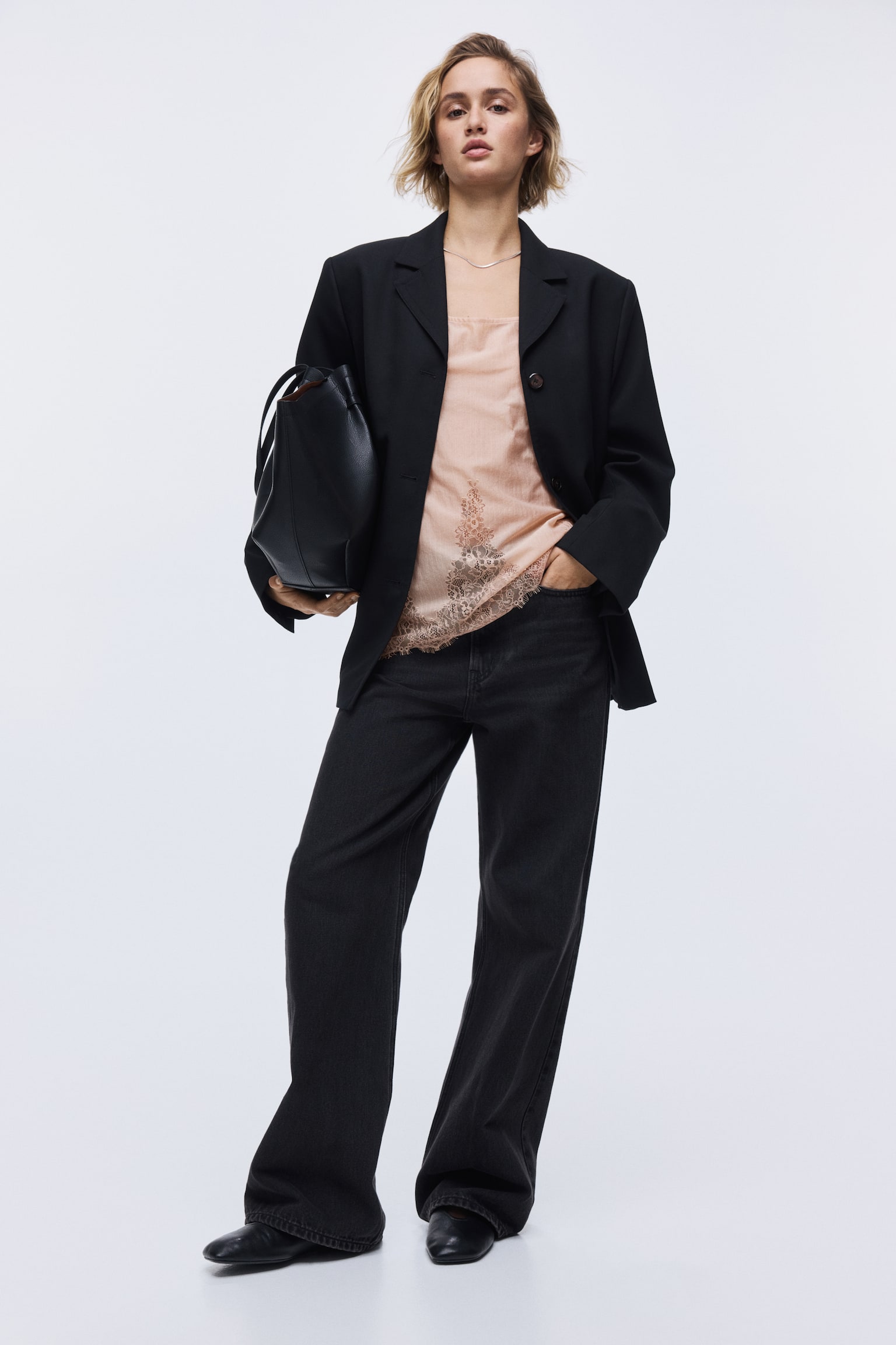 Pántos felső csipkeszegővel - Világos barackrózsaszín/Krémszínű - 5