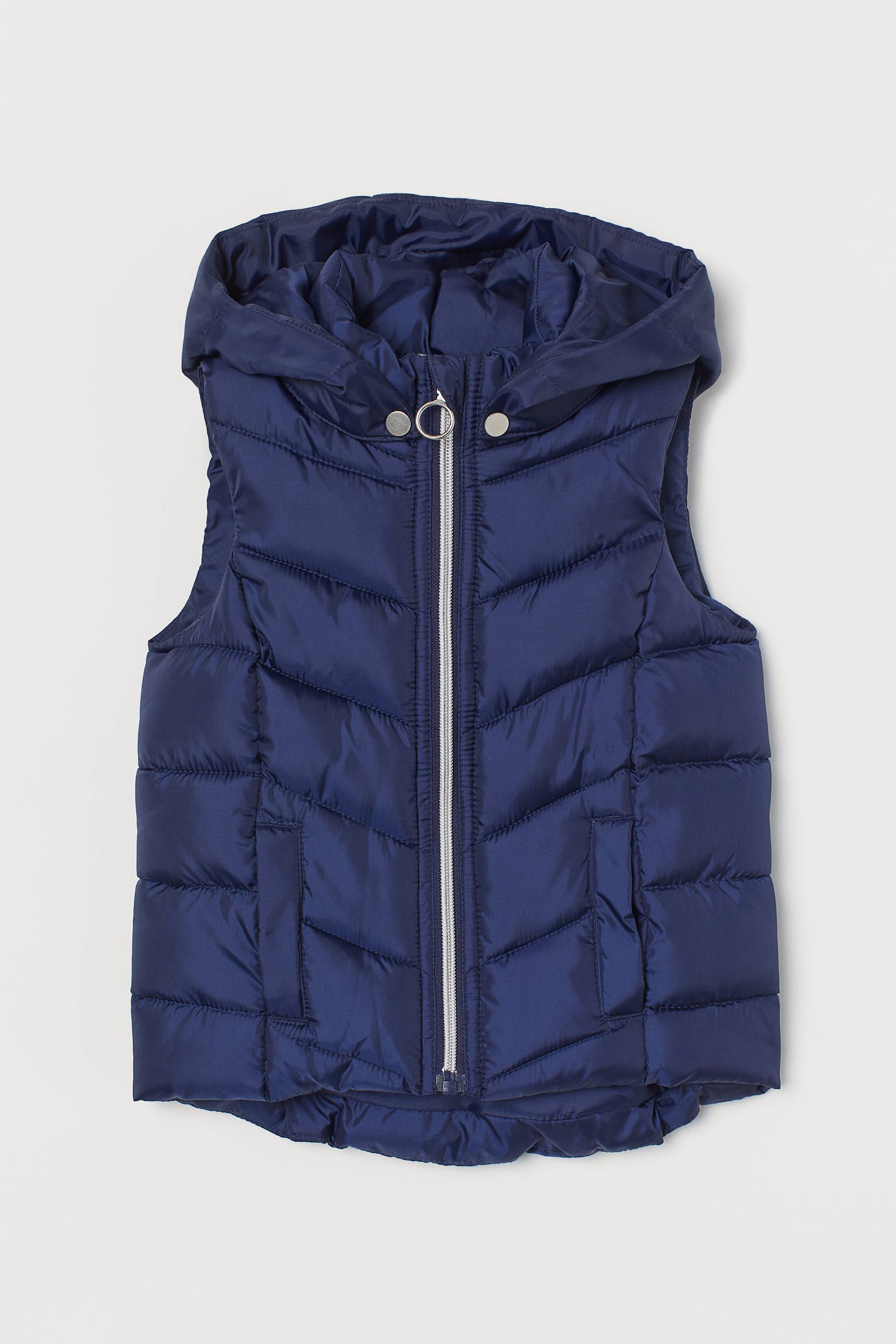 View larger image: Hooded puffer gilet - Navy blue - Kids | H&M HK 1