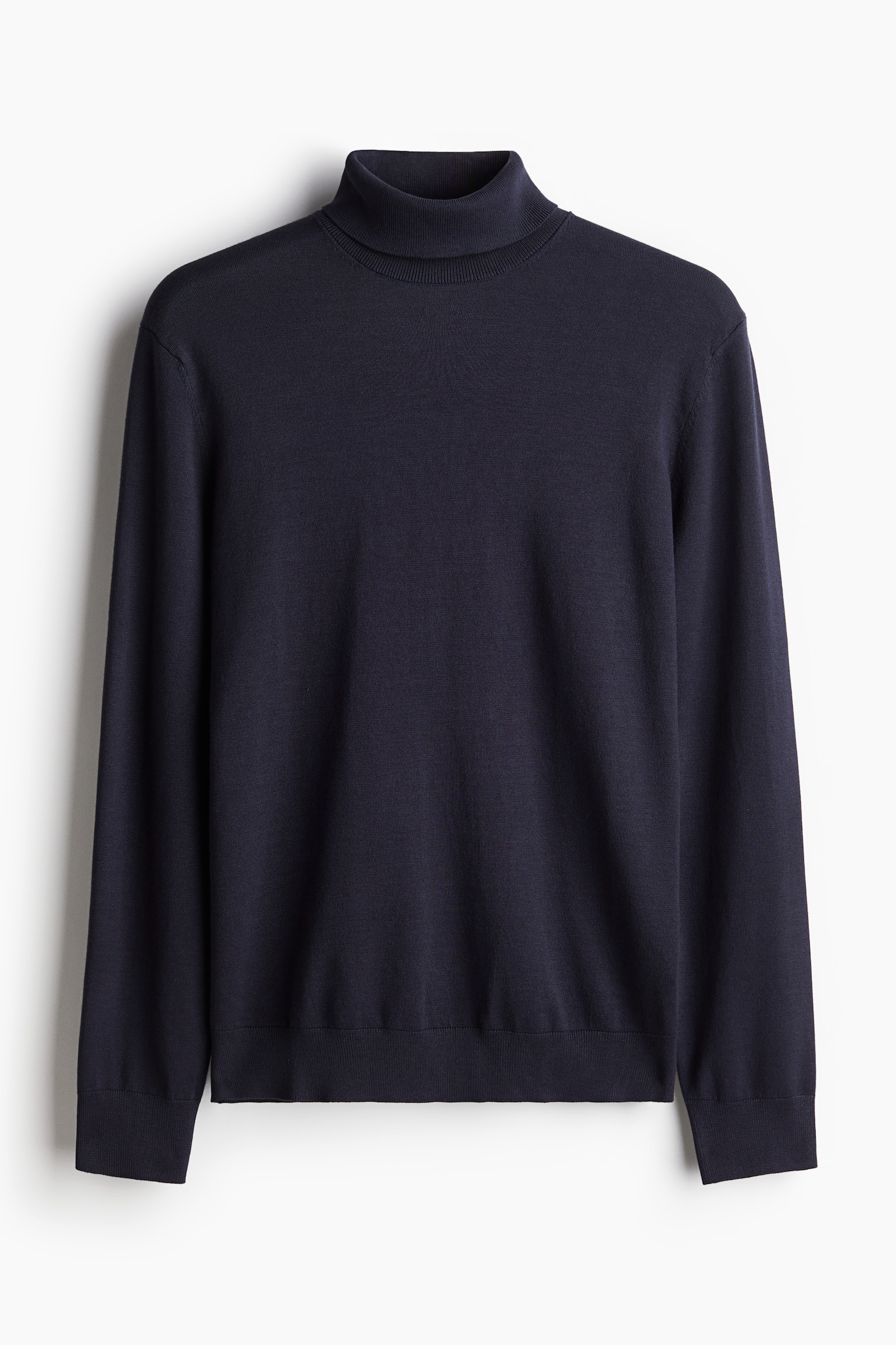 Slim Fit Fine-knit polo-neck jumper - Navy blue/Black/Beige marl/White - 2