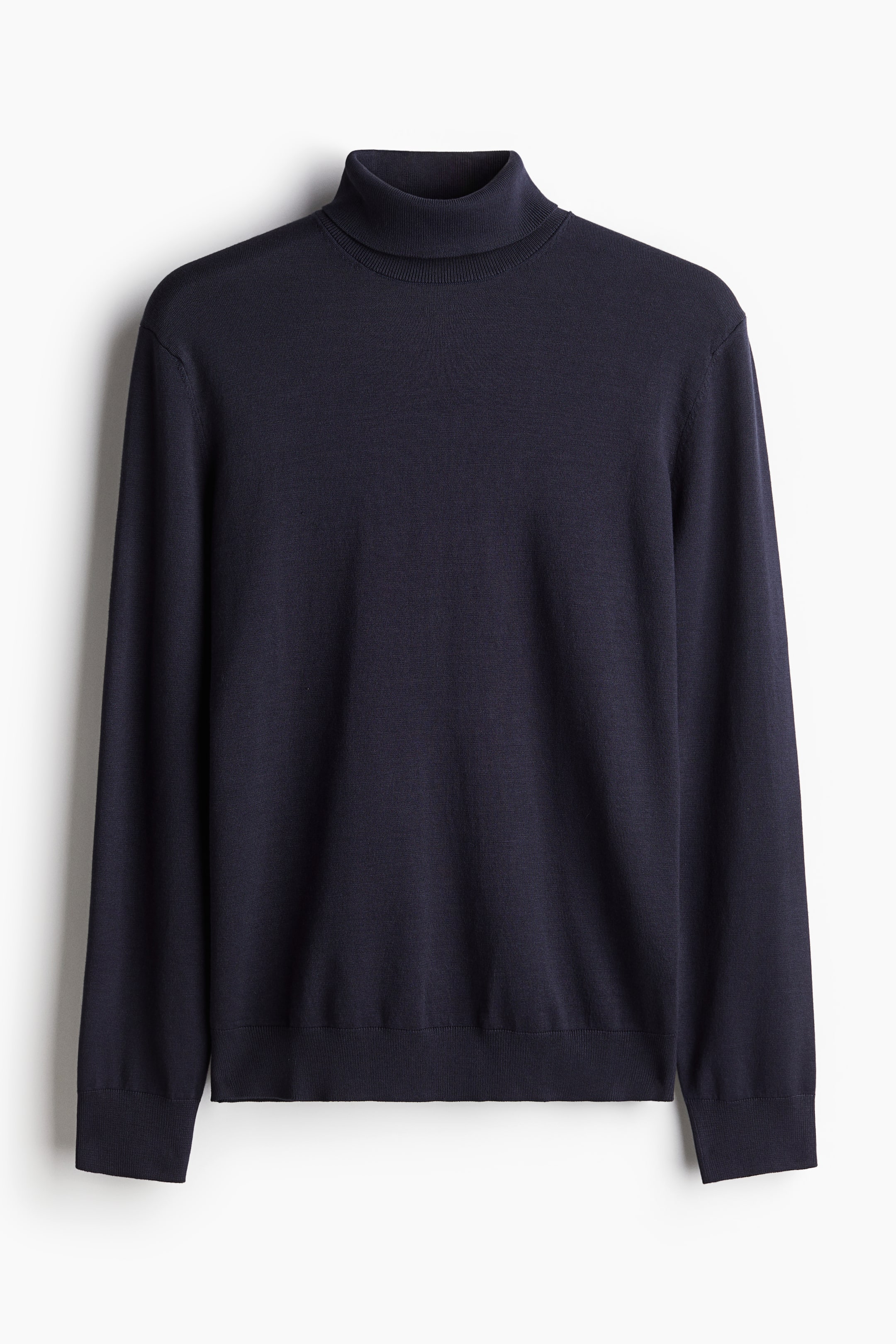 Slim Fit Fine-knit polo-neck jumper - Navy blue - Men | H&M GB 6