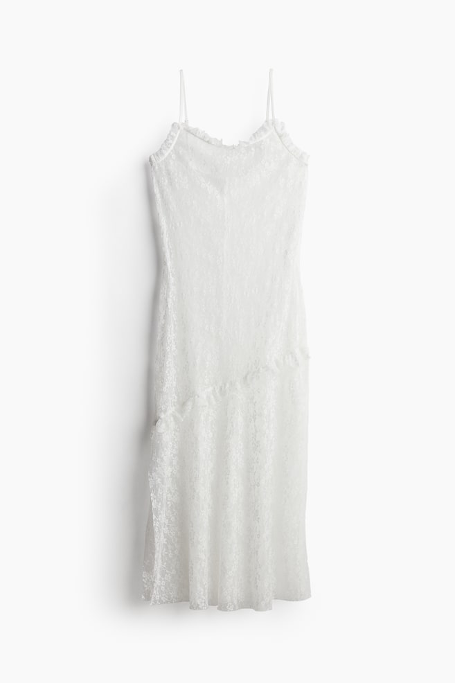 Ruffle-trimmed Lace Dress - White - 1