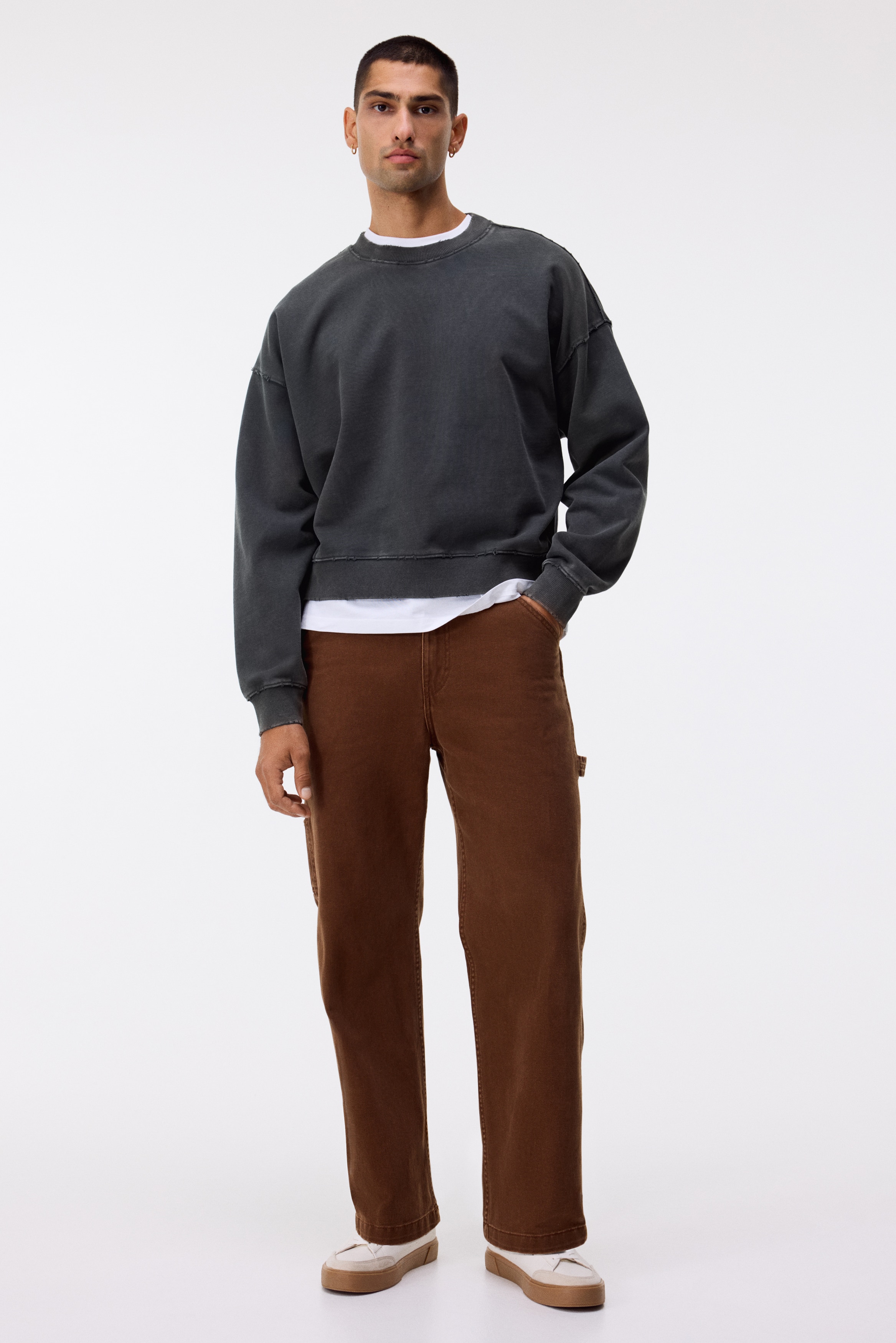 最終値下げオーバーサイズボックスシャツ　ブラウン UNIQLO - お値下げ中☆オーバーサイズ ワークシャツ ブラウン XXL 長袖