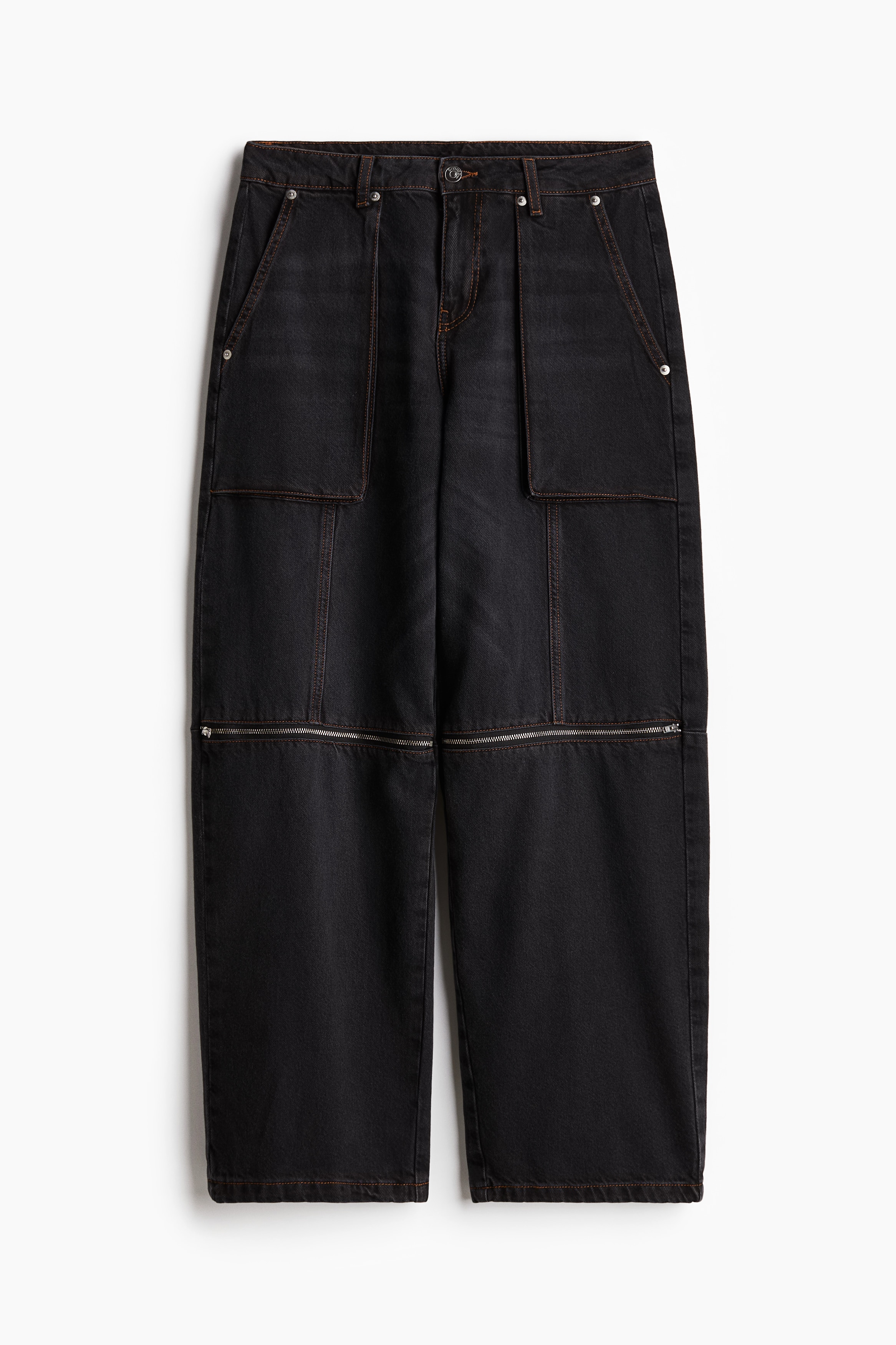 Ladies - Black Barrel Low Cargo Jeans - Size: 10  - H&M