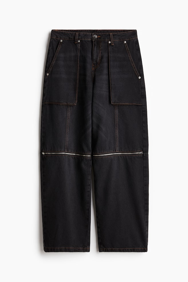Barrel Low Cargo Jeans - Schwarz - 1