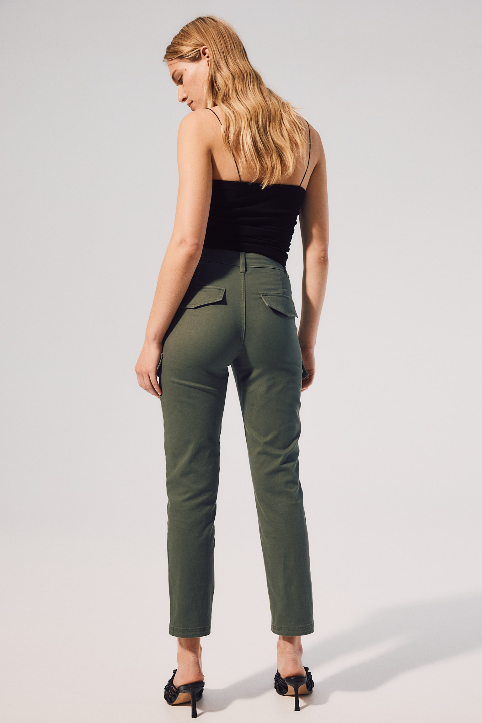 Slim cargo trousers - Dark khaki green/Light greige - 4