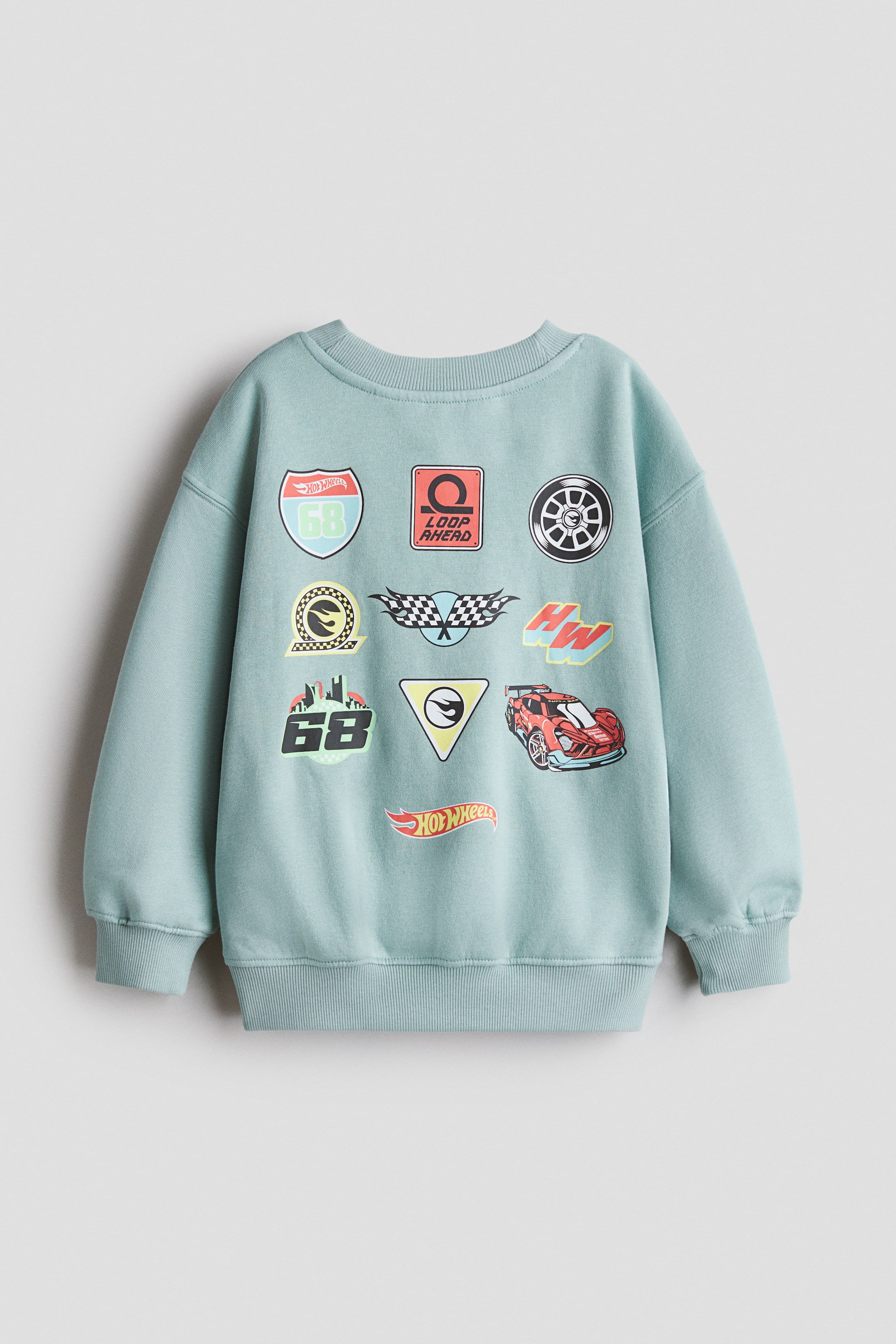 View larger image: Printed Sweatshirt - Dusty turquoise/Hot Wheels - Kids | H&M US 2