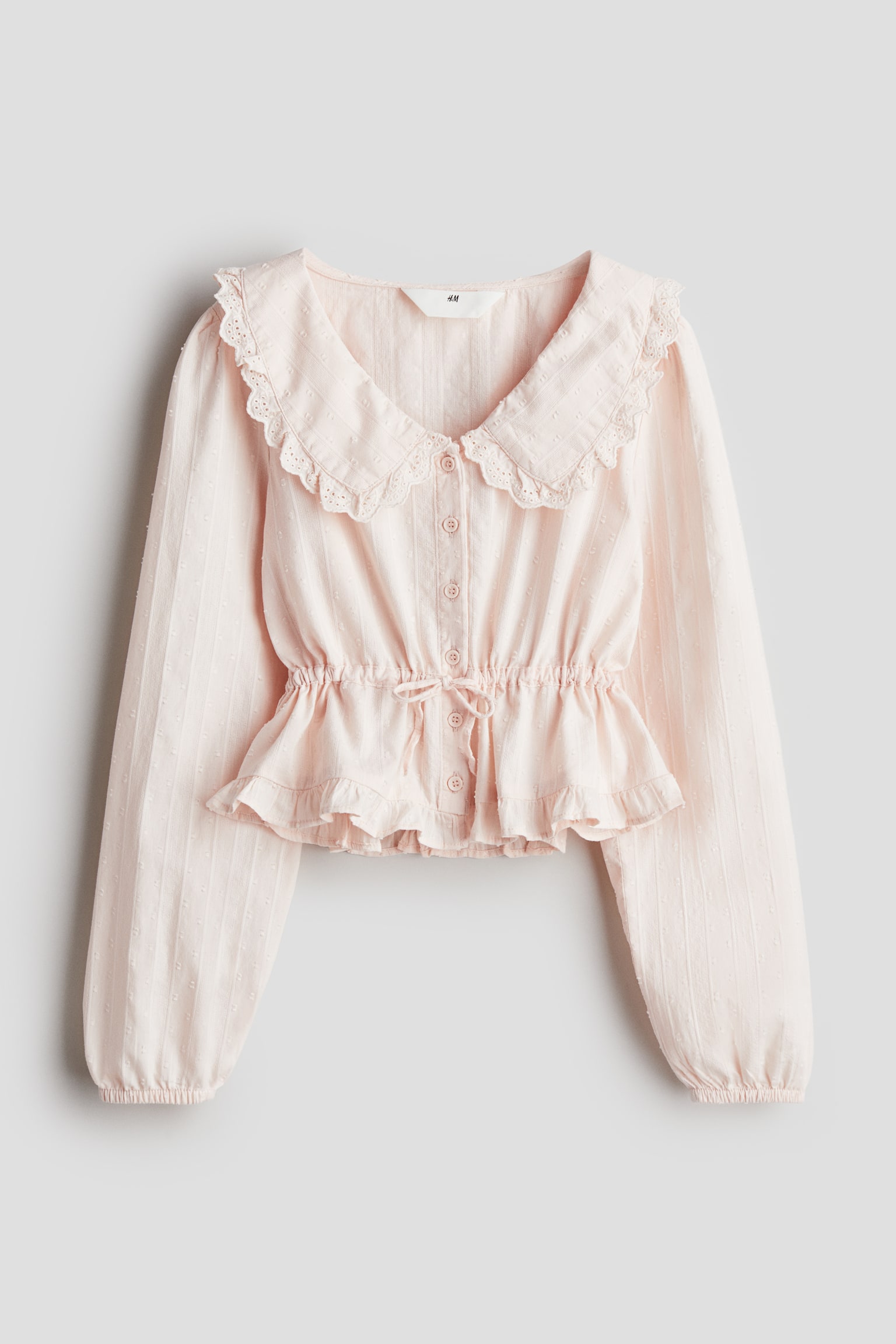 Blouse péplum volantée - Rose poudré/Blanc - 1