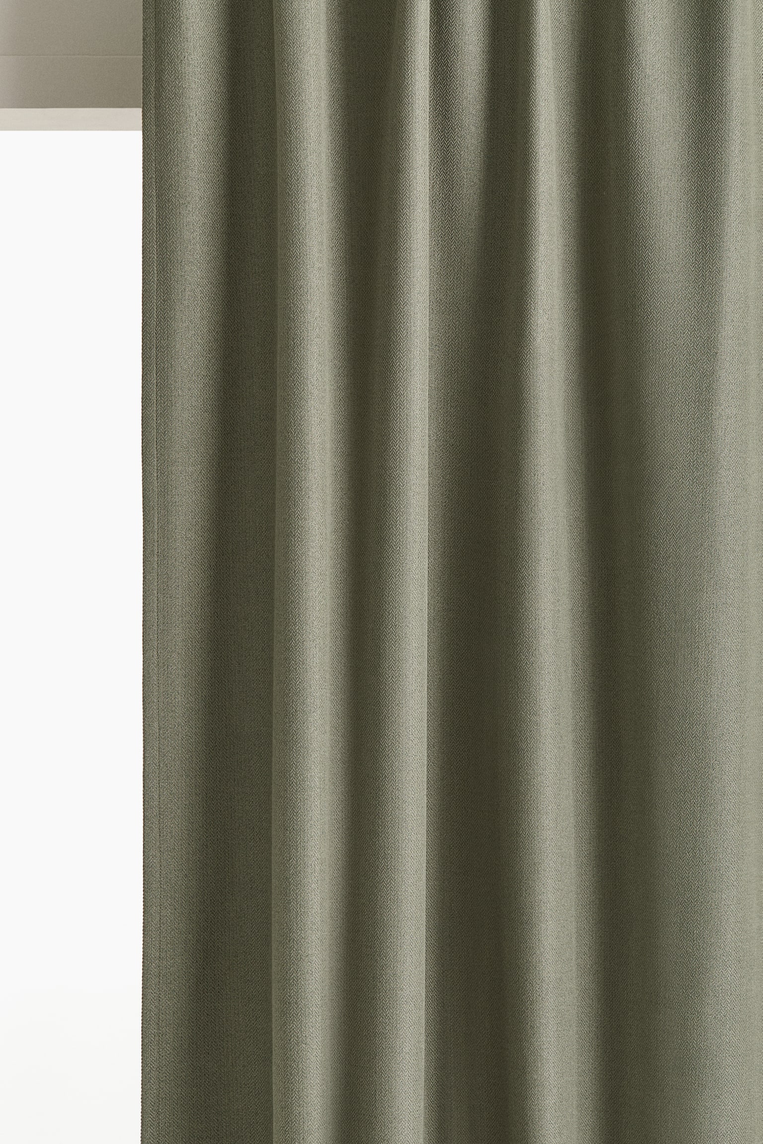 Single-Pack Long and Wide Blackout Curtain Panel - Khaki green/Beige melange