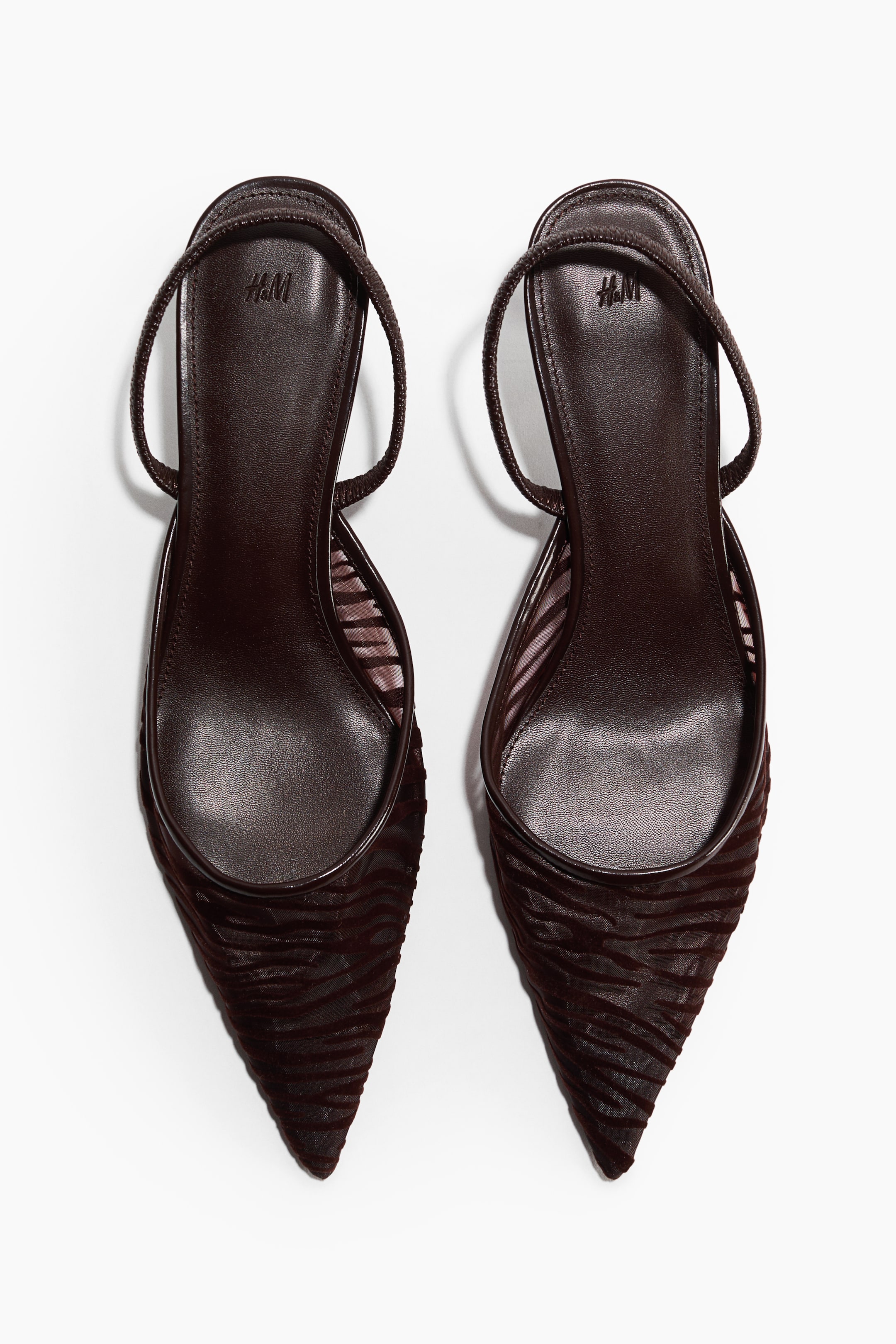 Kitten-Heeled Mesh Slingbacks