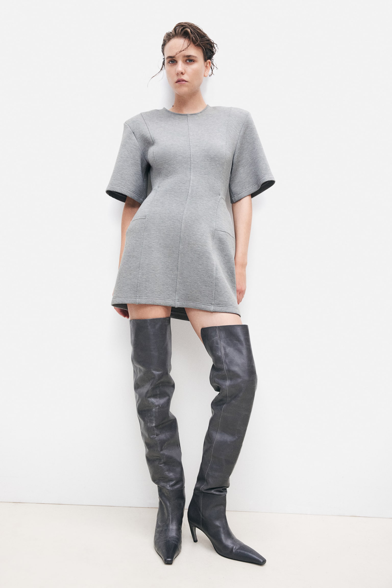 Hourglass T-shirt dress - Grey marl - 4