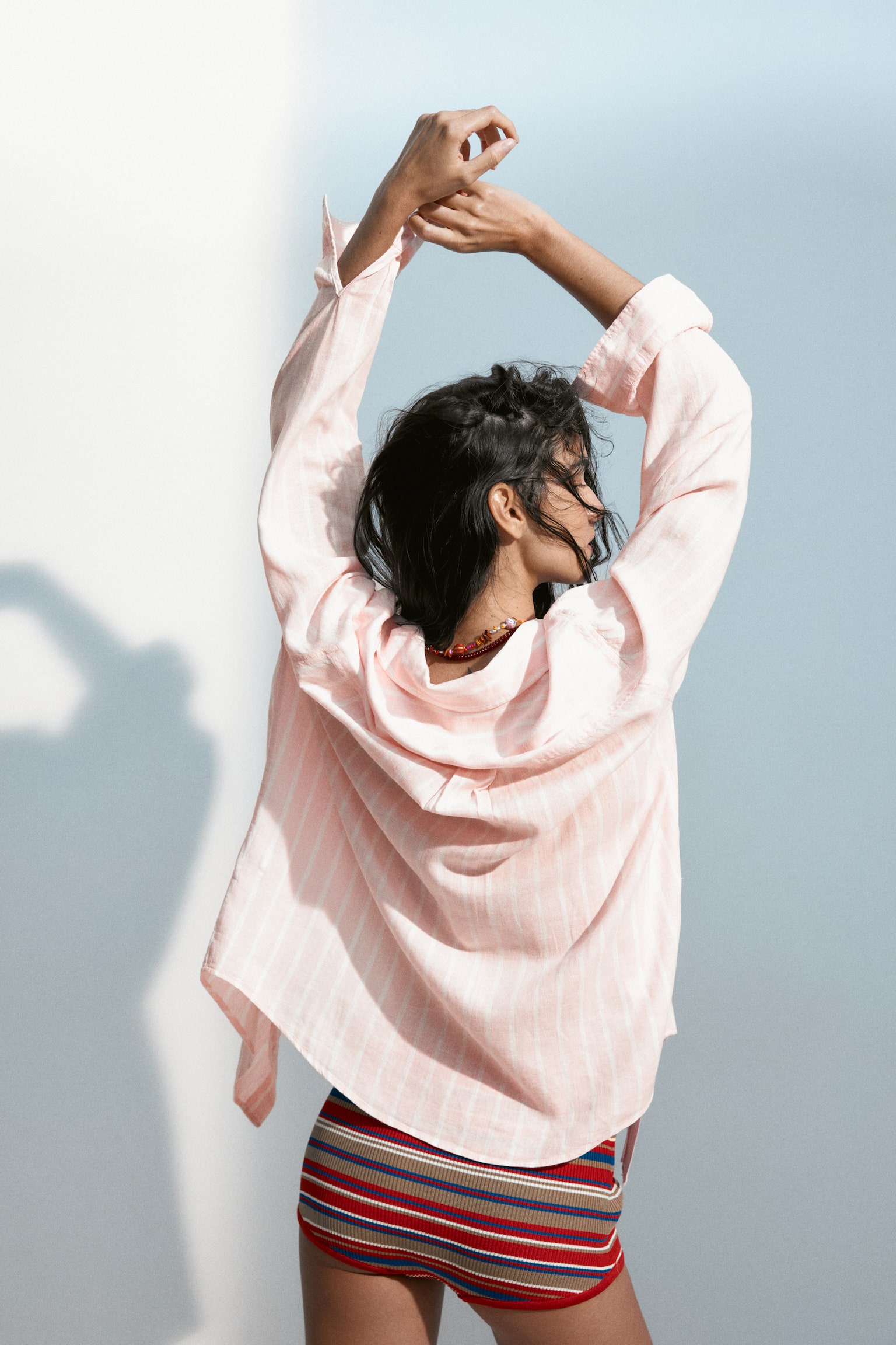Linen-blend shirt - Light pink/Striped/Light blue/Light blue/Striped/Black/Light purple/White - 6