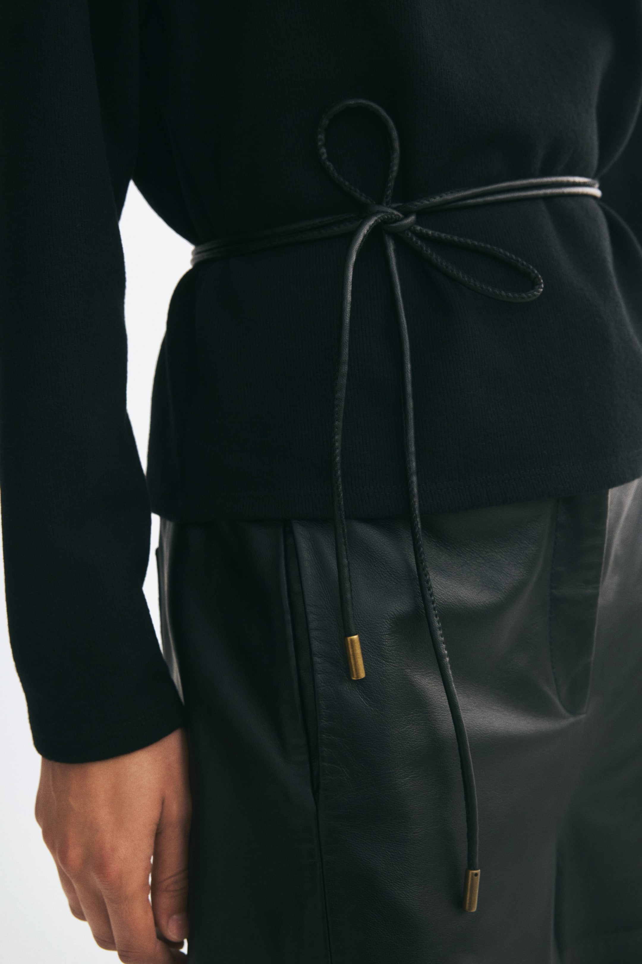 Belted Rib-Knit Sweater