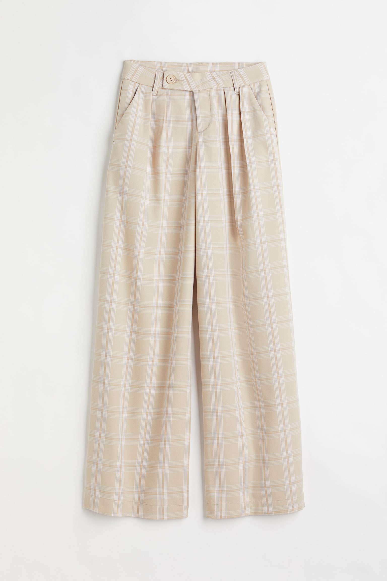 Tailored trousers - Light beige/White checked/Black
