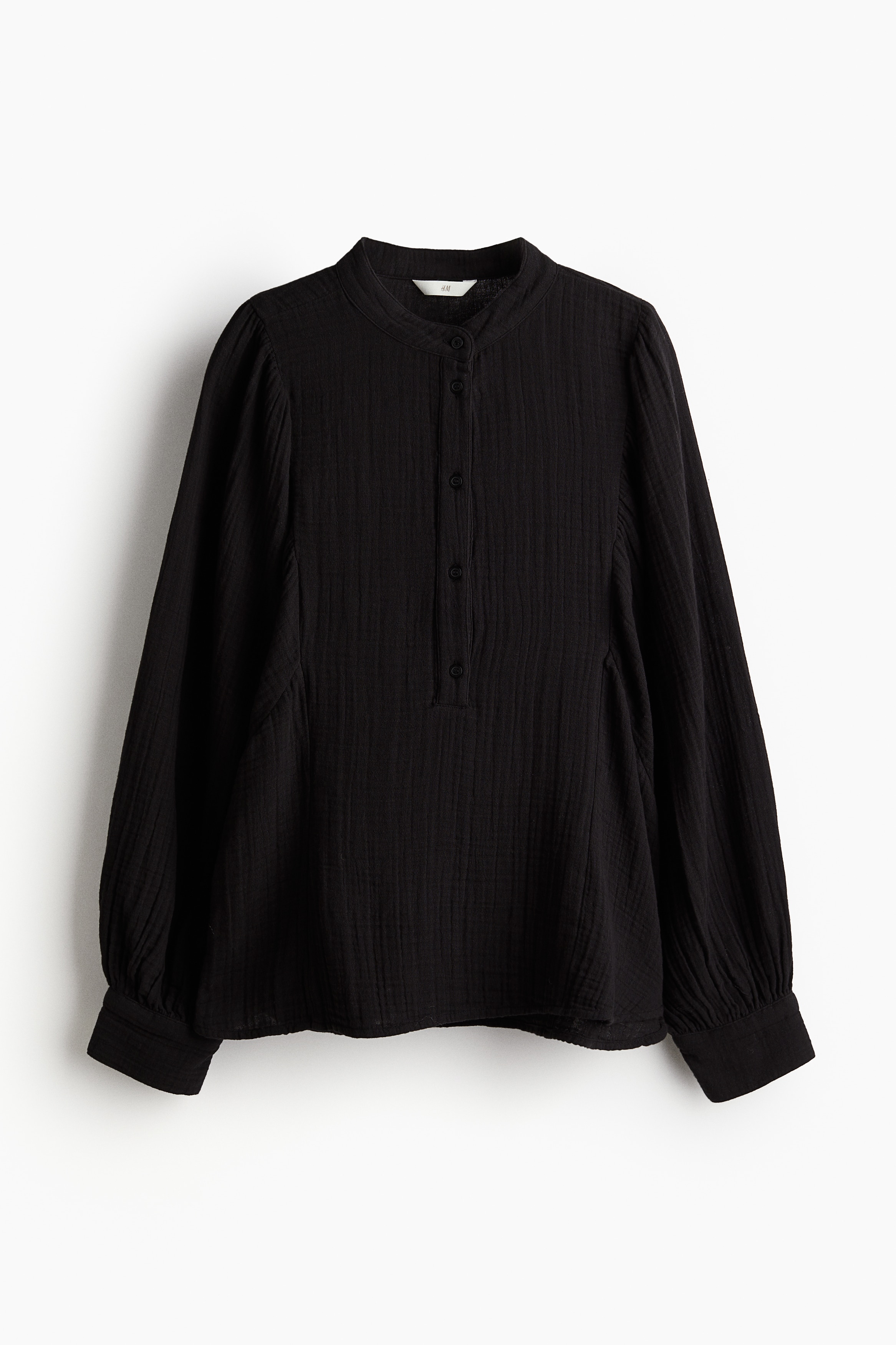Ladies - Black Batwing-sleeved muslin blouse - Size: S  - H&M
