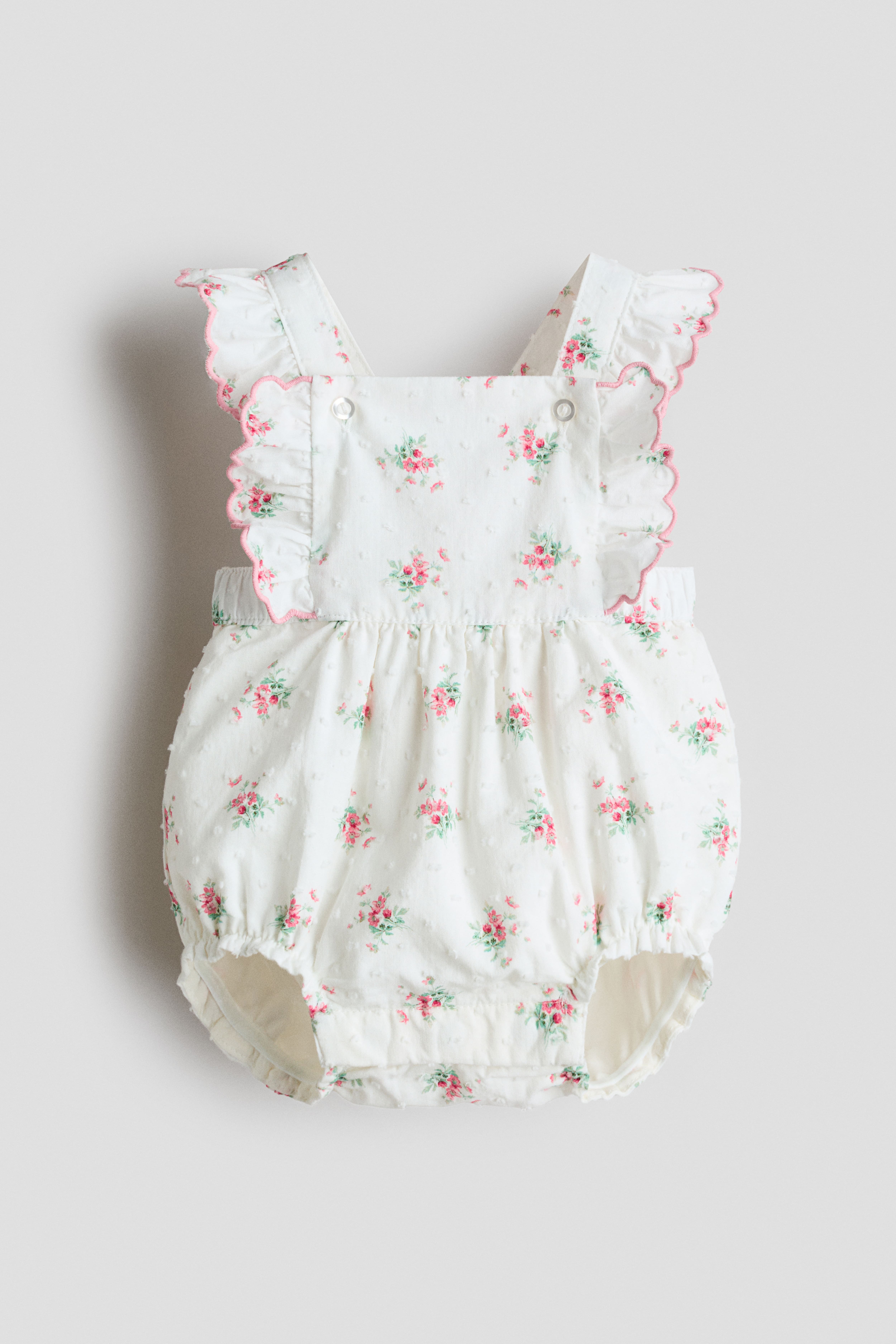 Ruffle-Trimmed Cotton Romper Suit
