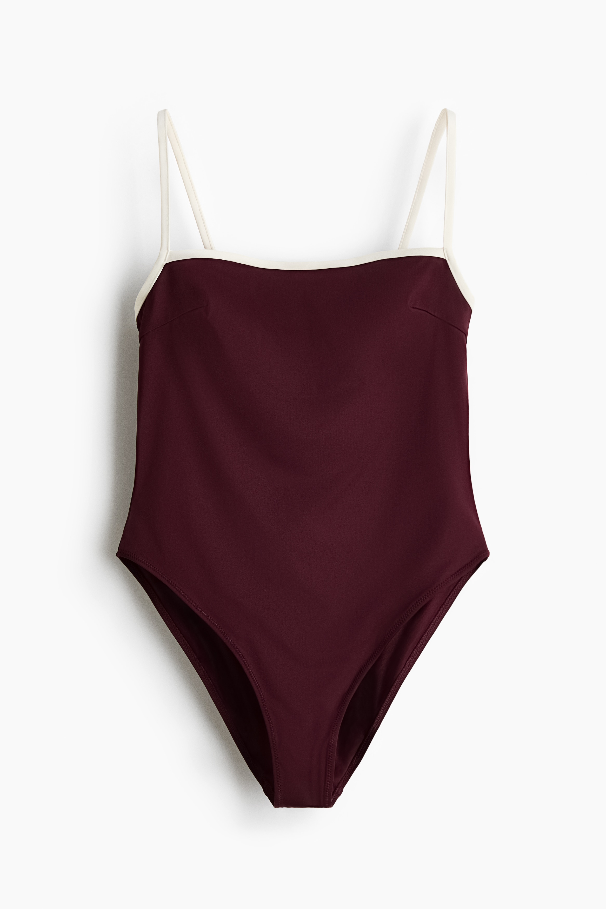 Padded-cup High Leg swimsuit - Burgundy/Brown/Leopard print
