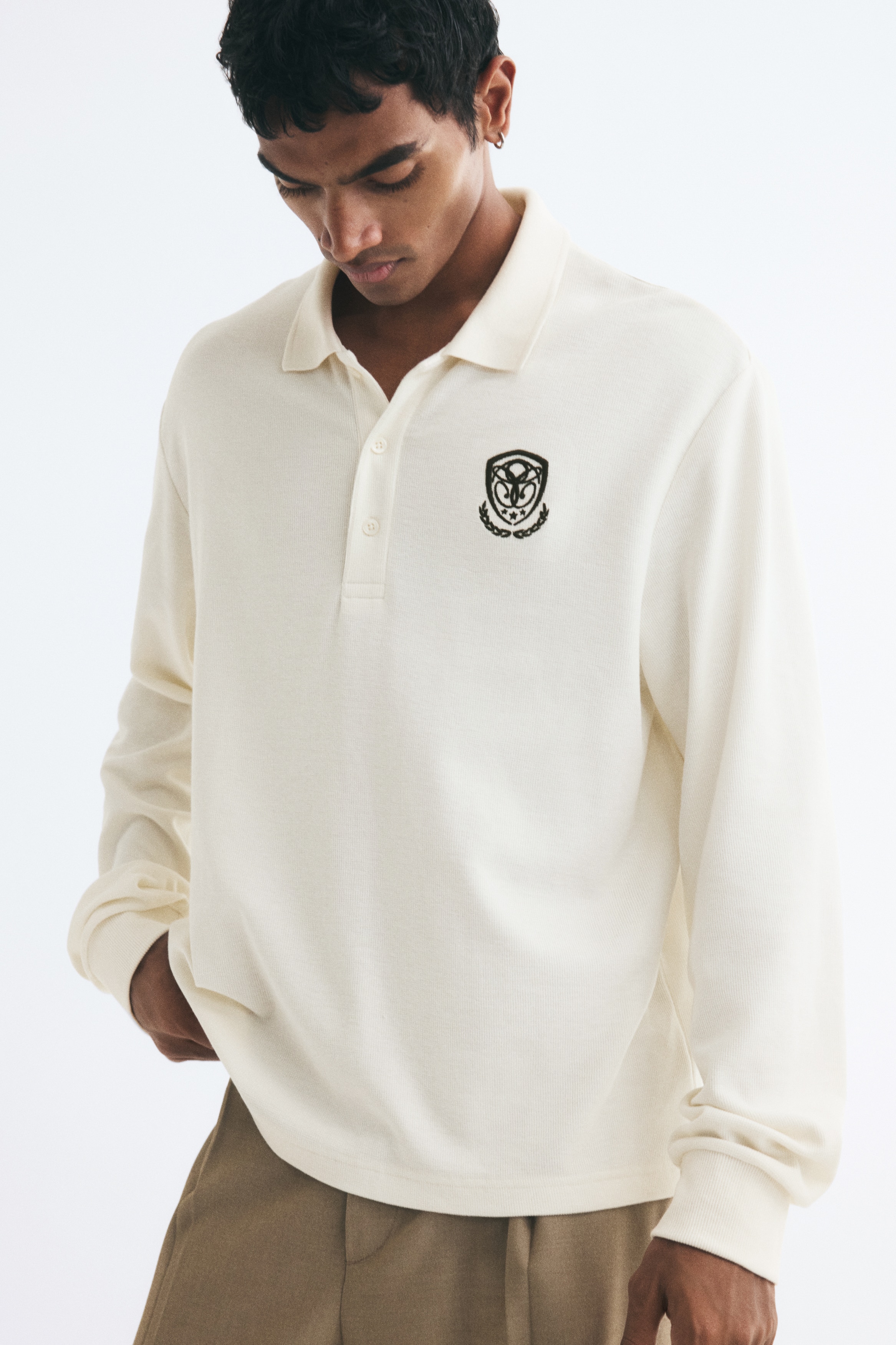 Regular Fit Polo shirt - Cream/Burgundy/Dark brown