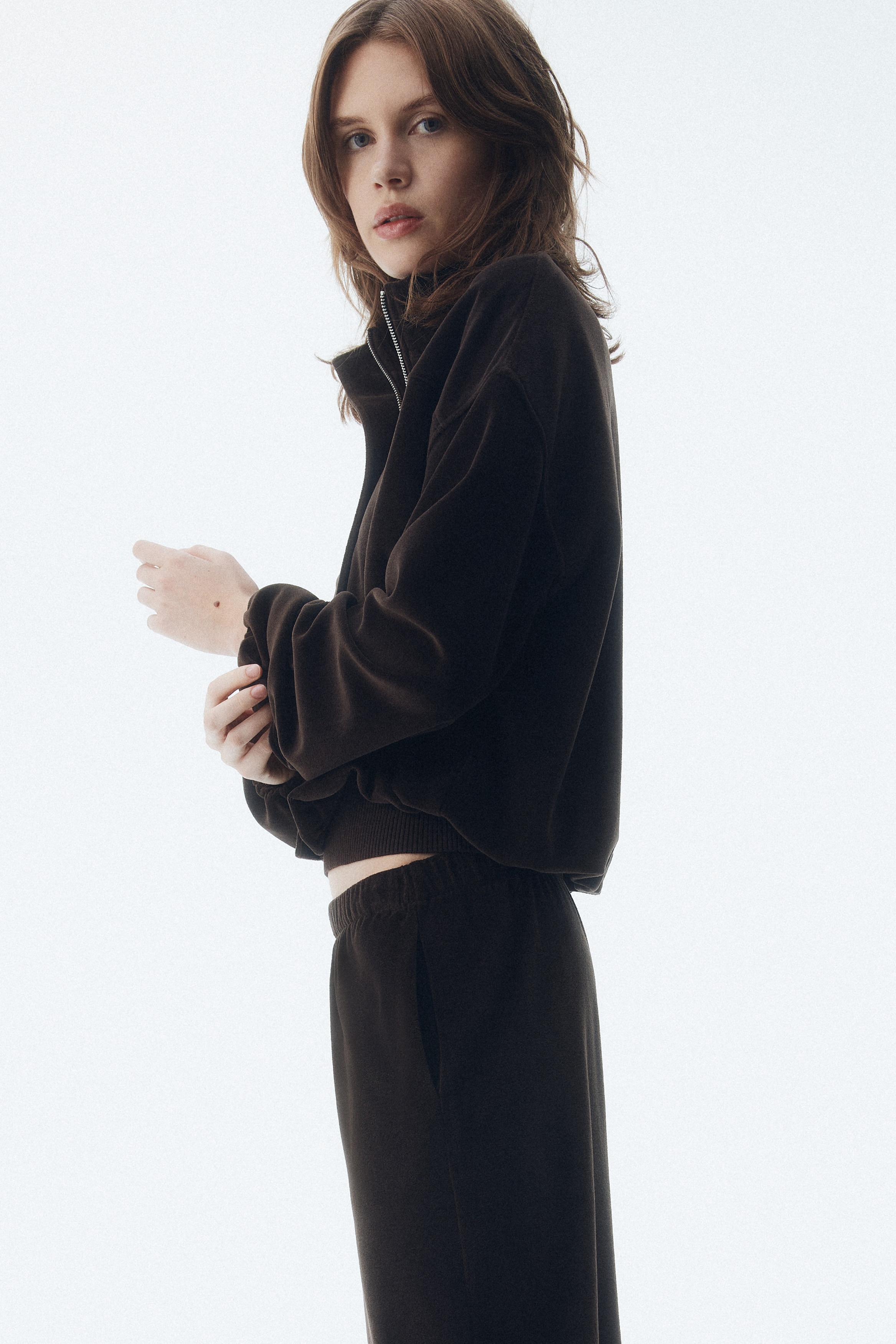 Velour pull-on trousers