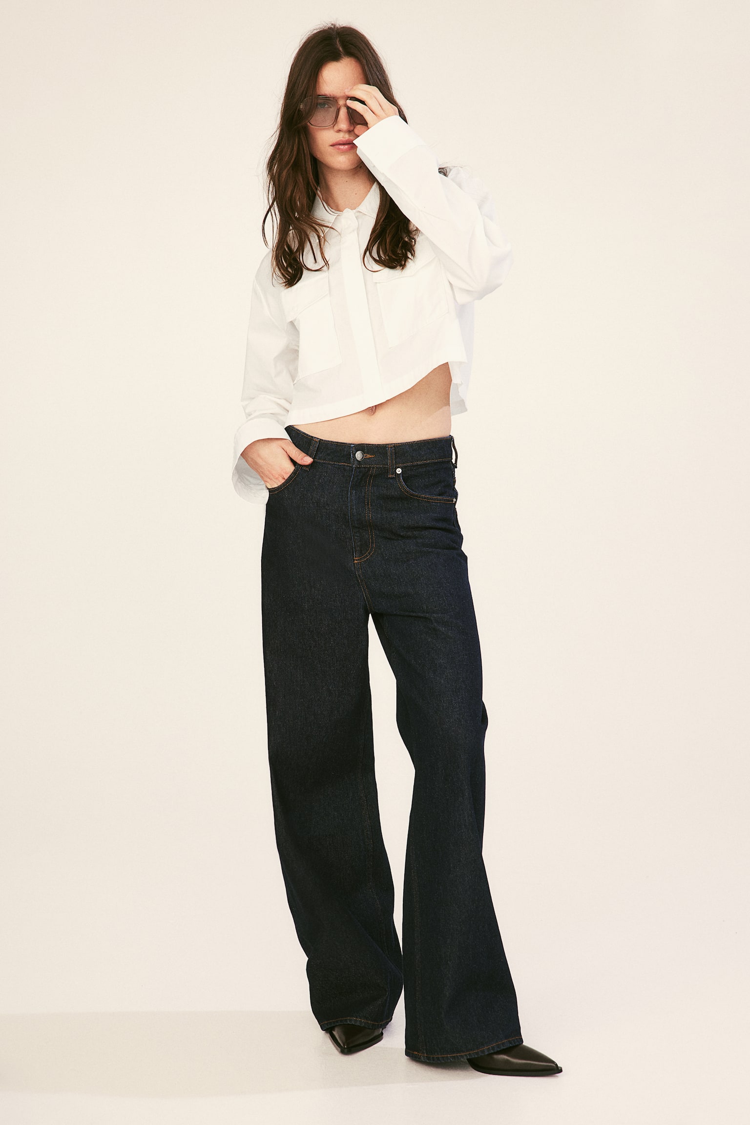 Cropped cargo shirt - White/Light blue/Black/Dark beige - 5