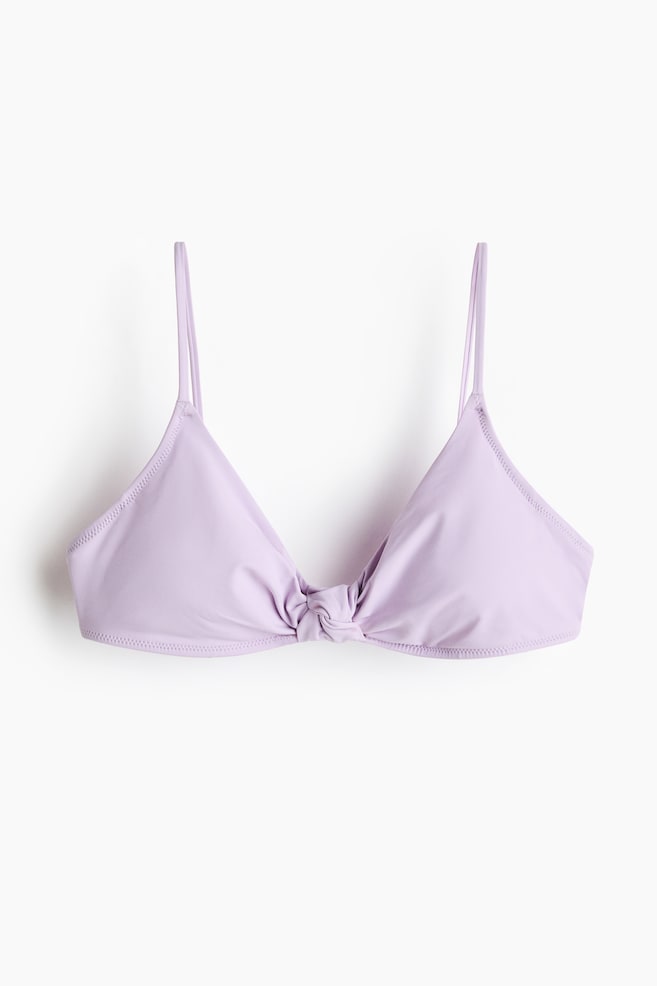 Knot-Detail Padded Bikini Top - Lilac/Black - 1