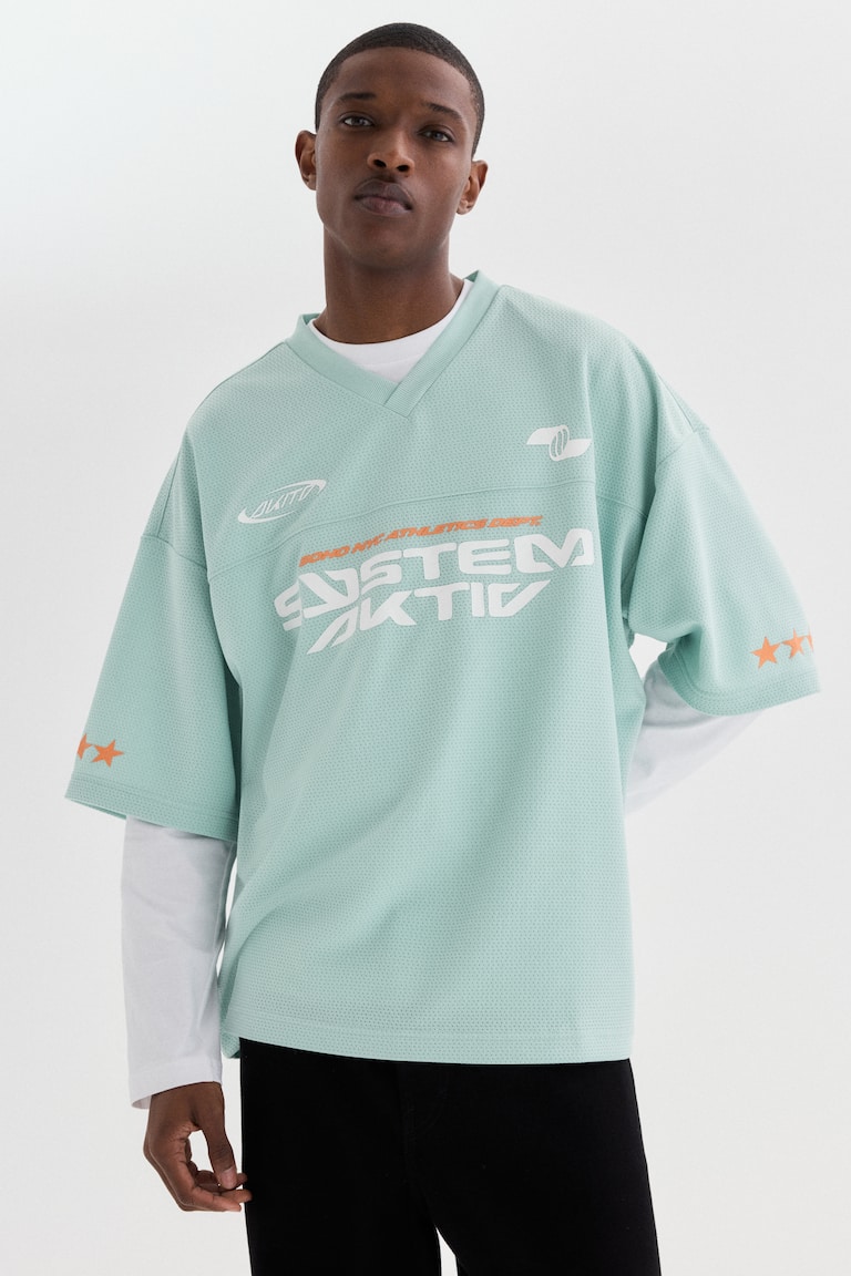 Mrežasta majica sa printom Oversized Fit