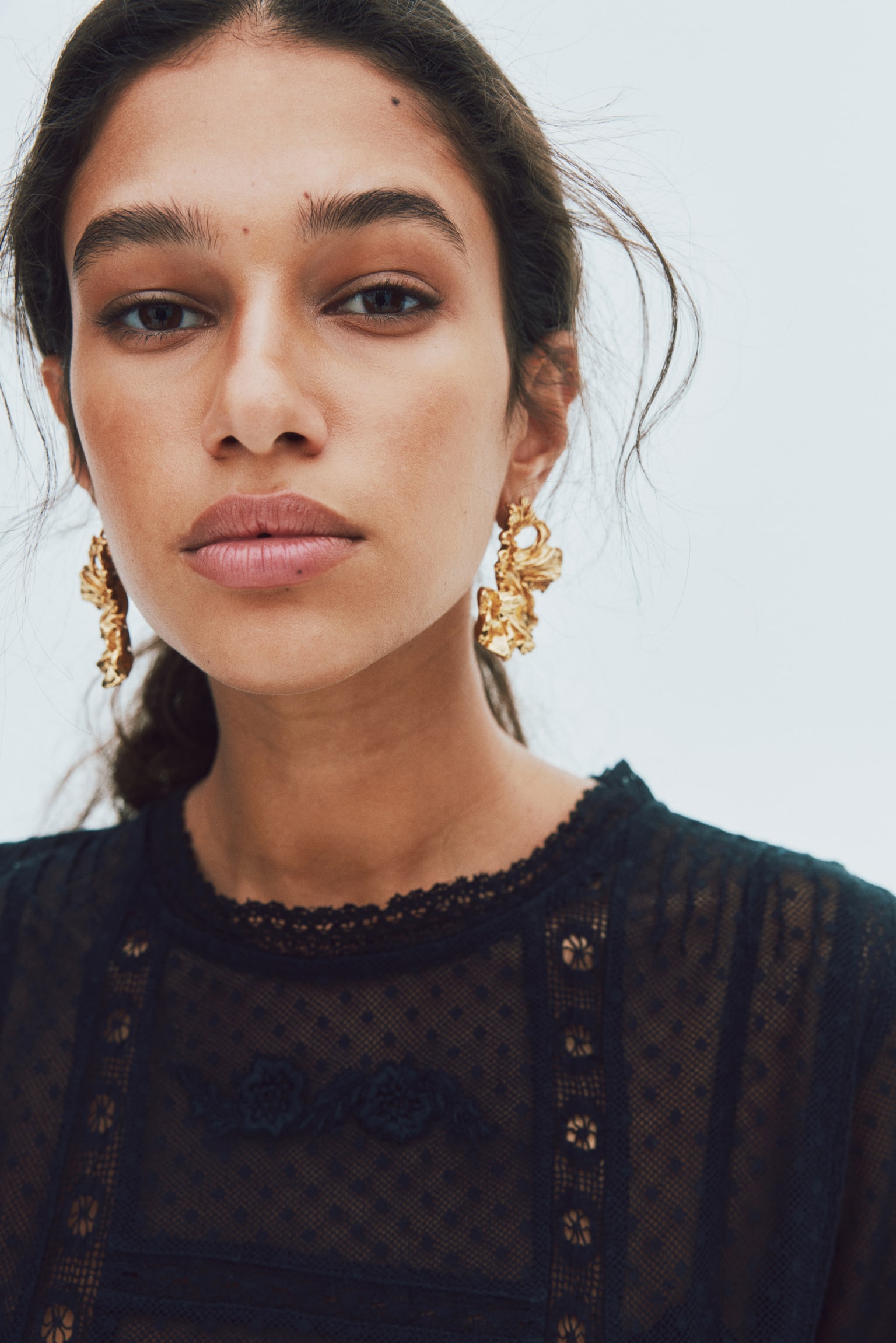 Женская блузка H&M Plumeti Mesh Blouse, цвет: Чёрный — фото 3