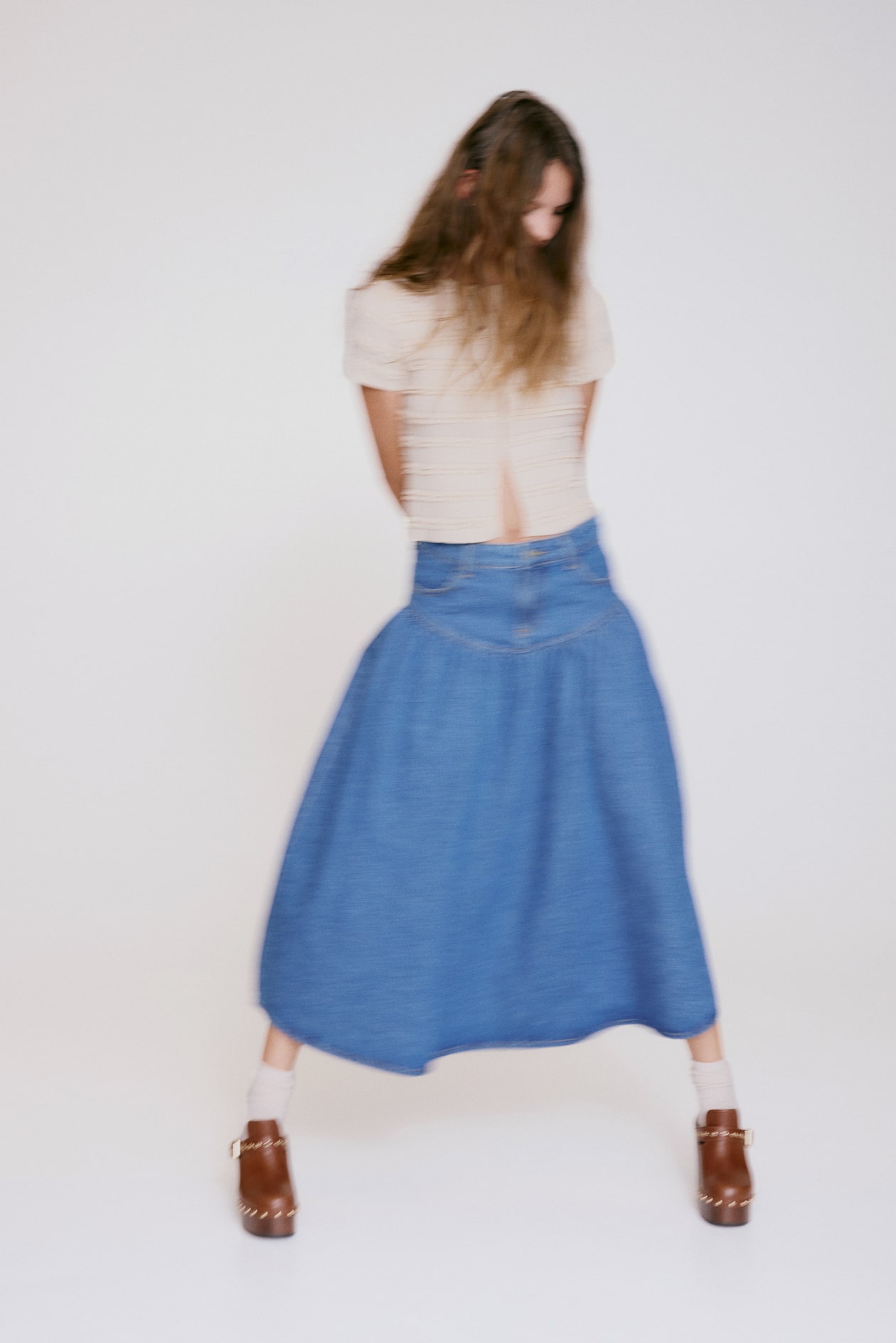 Gathered Denim Skirt - image 2